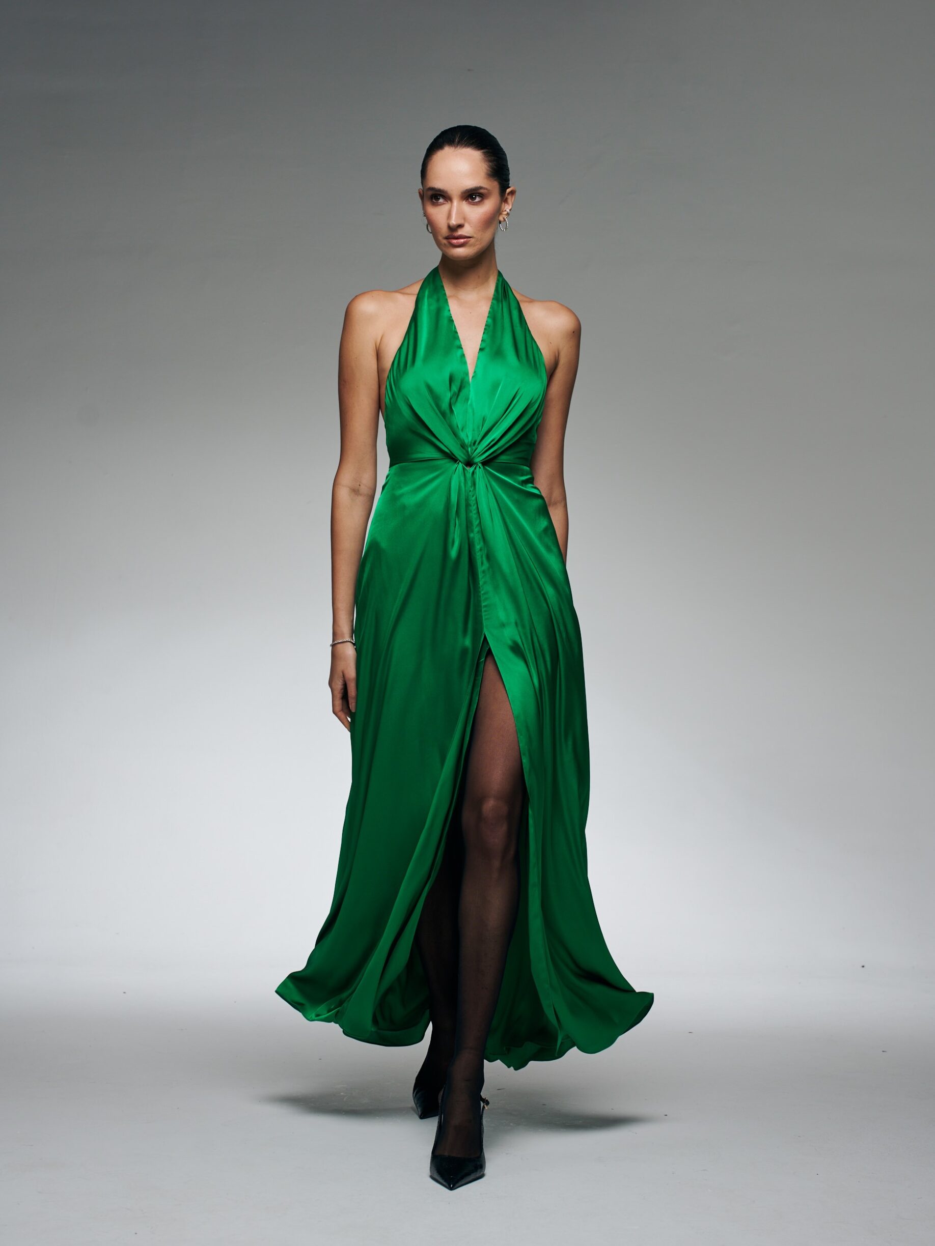Vestido Drapeado Frente Única Sol - Verde Bandeira