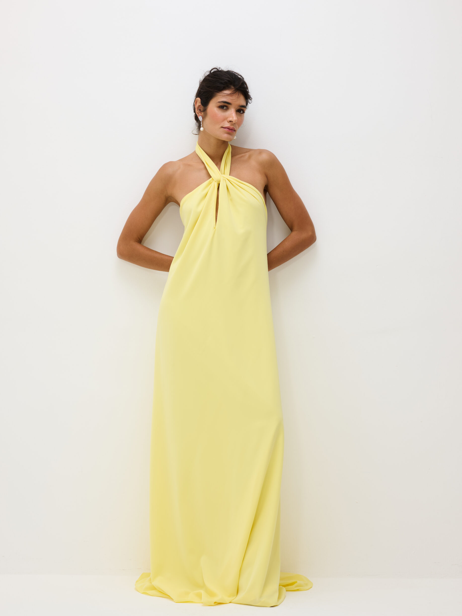 Vestido Longo Frente Única Dih - Amarelo