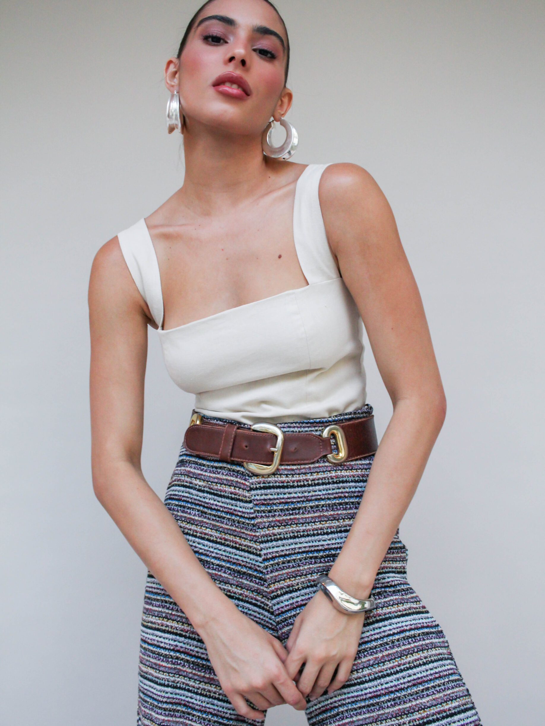 Blusa De Linho Decote Quadrado E Alças Largas Marquesa - Areia