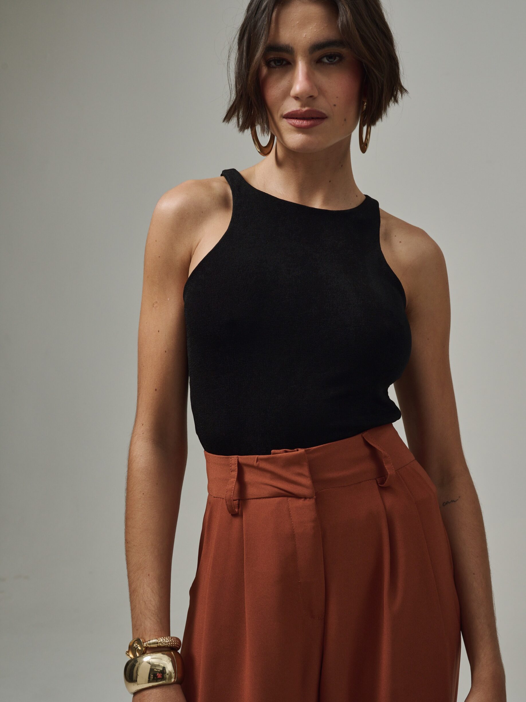 Regata Decote Redondo Lila - Preta