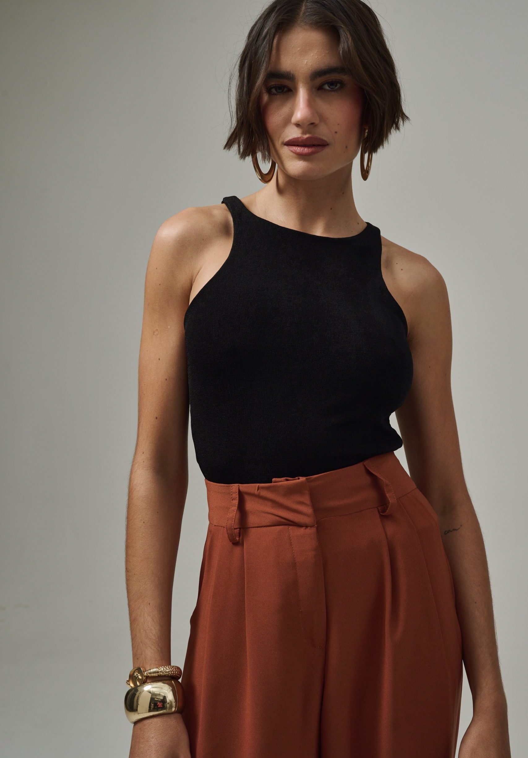 Regata Decote Redondo Lila - Preta