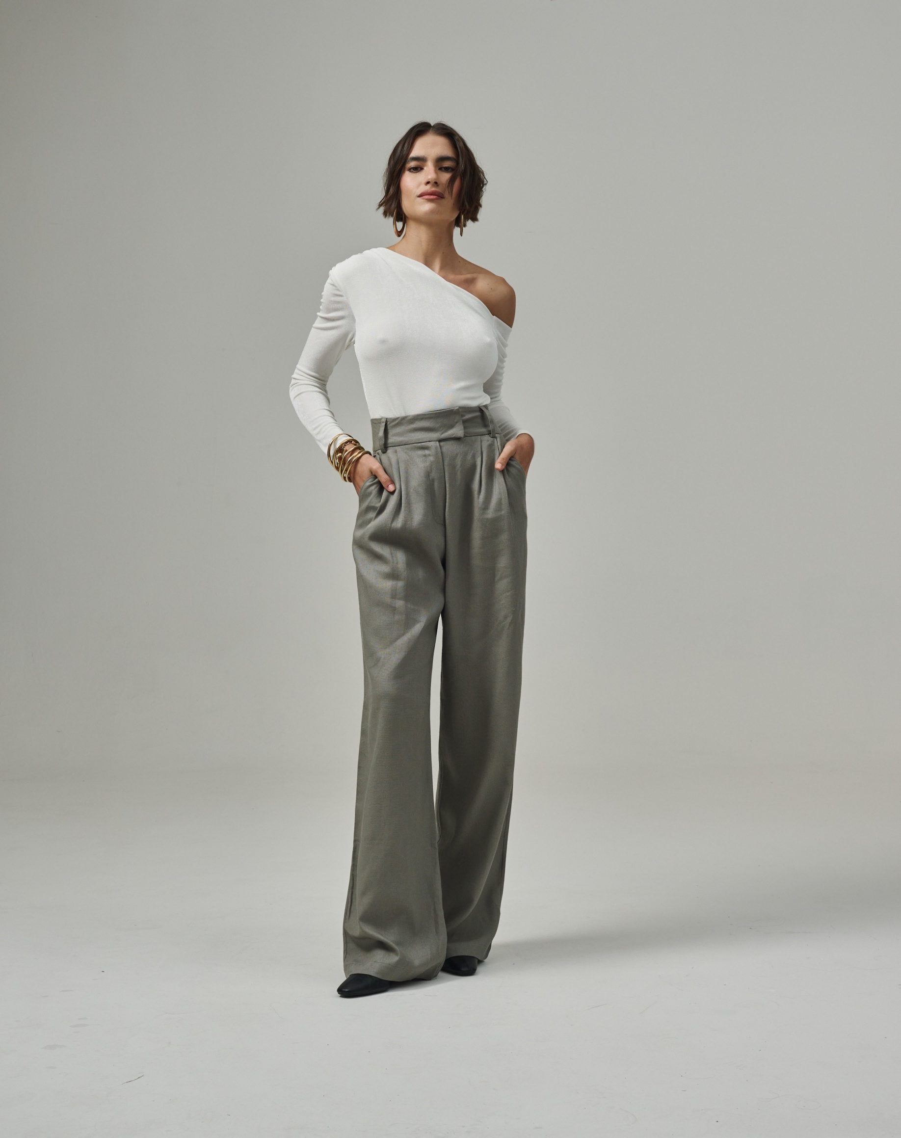 Calça Pantalona Eliza - Cinza