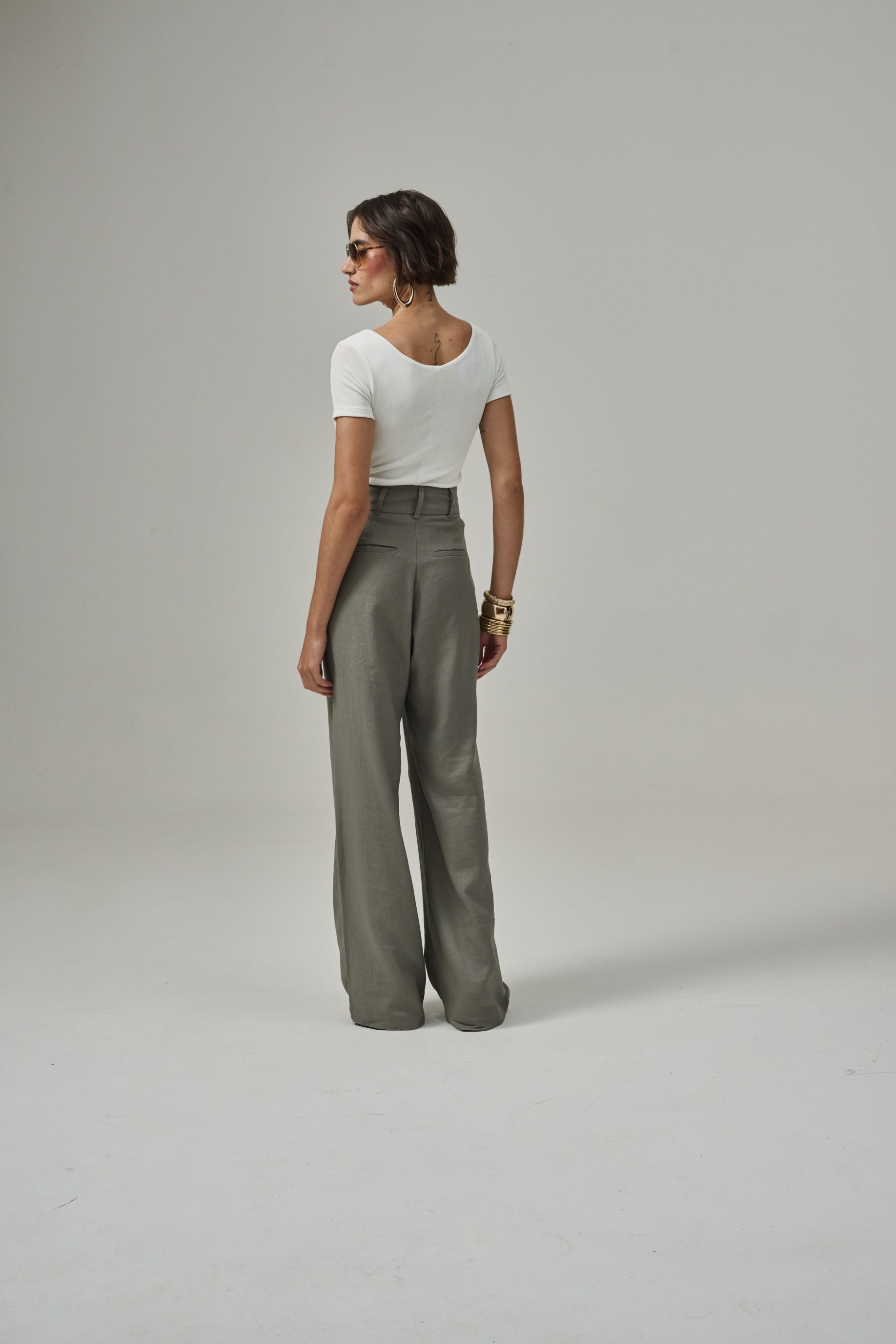 Calça Pantalona Eliza - Cinza - Imagem 4