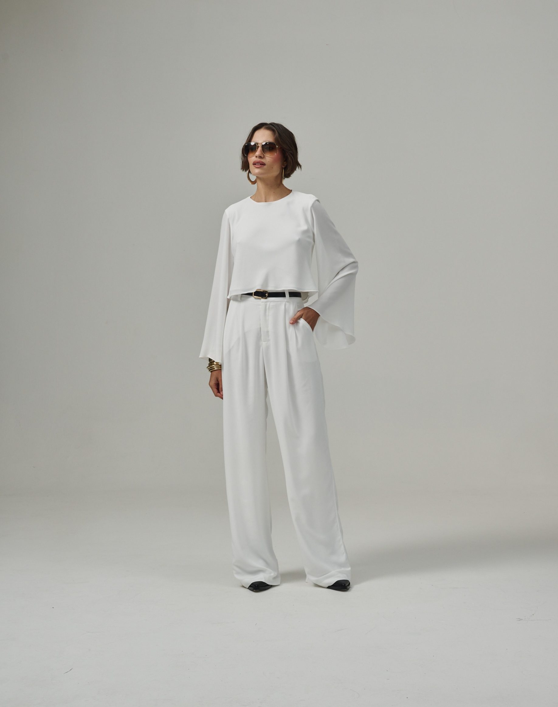 Calça Pantalona Nina - Off White - Imagem 3