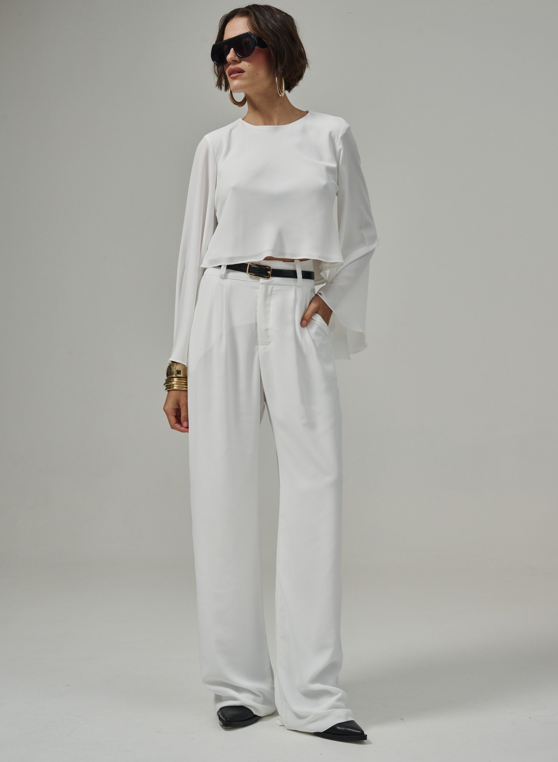 Calça Pantalona Nina - Off White - Imagem 4
