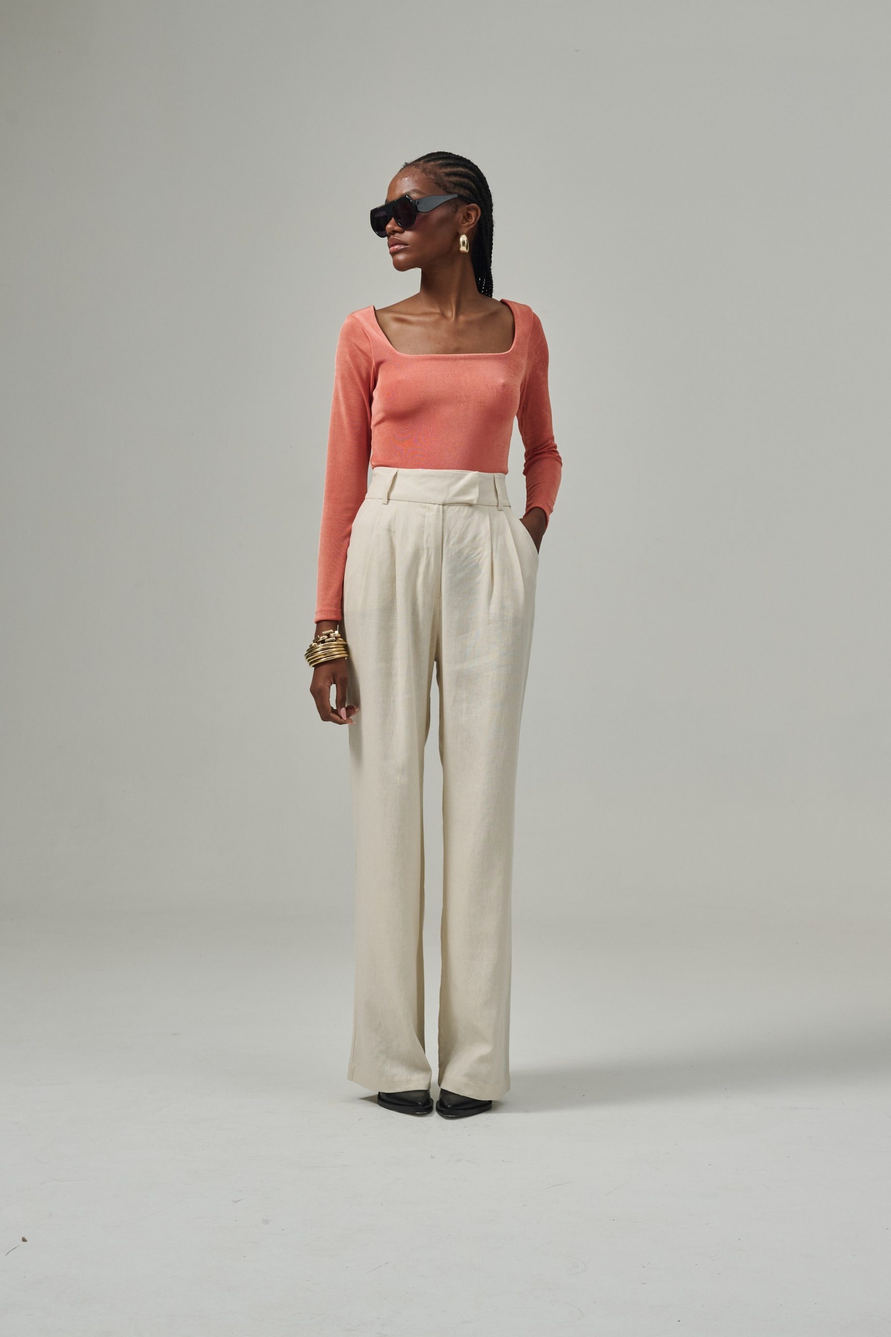 Calça Pantalona Eliza - Areia