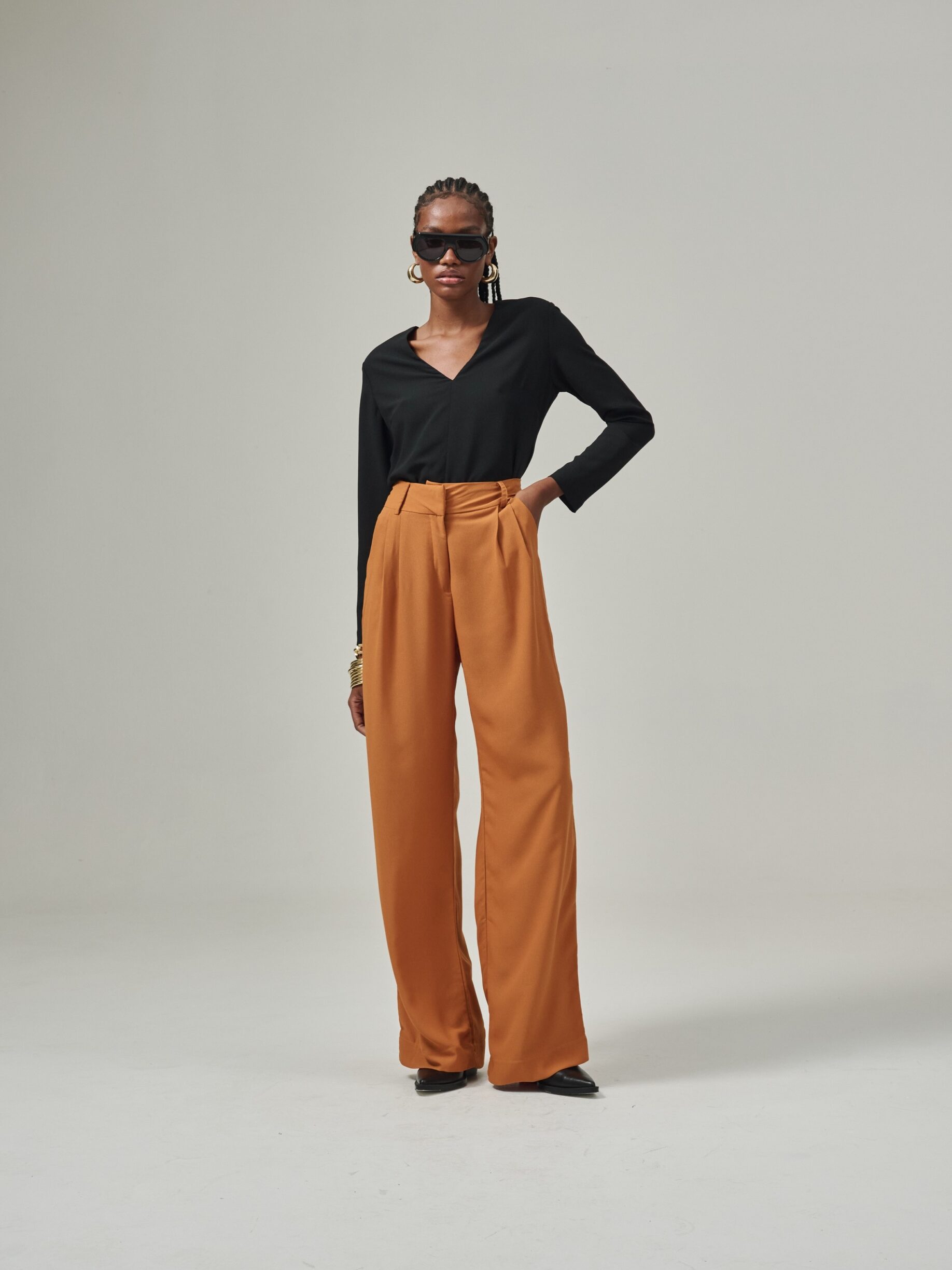 Calça Pantalona Nina - Caramelo