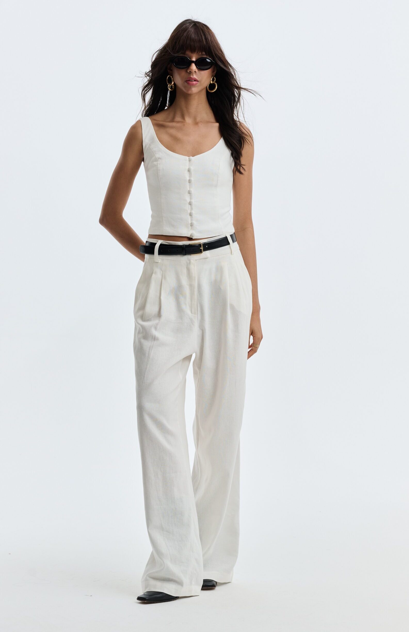 Corset De Linho Com Botões Rita - Off white