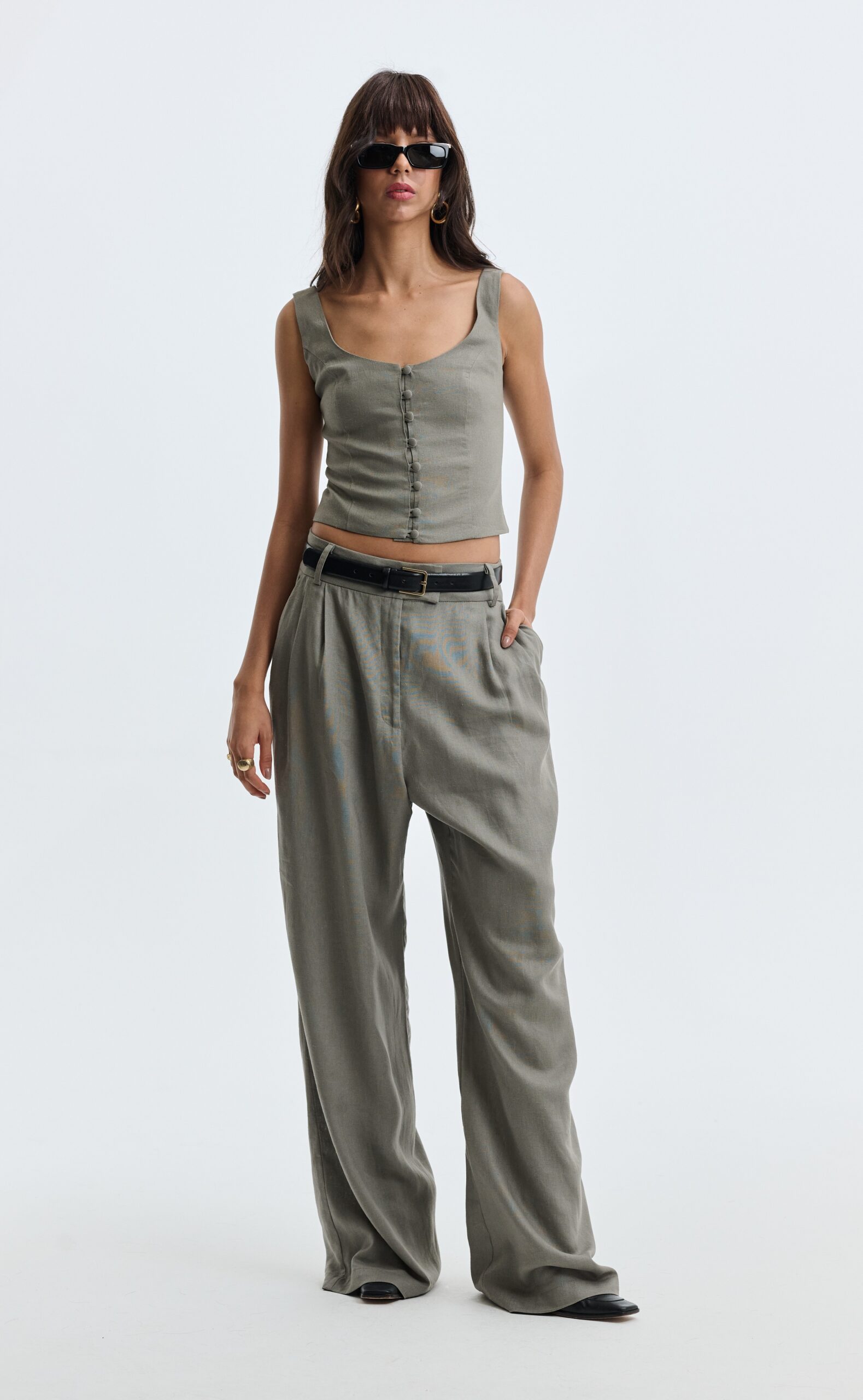 Calça Pantalona Eliza - Cinza