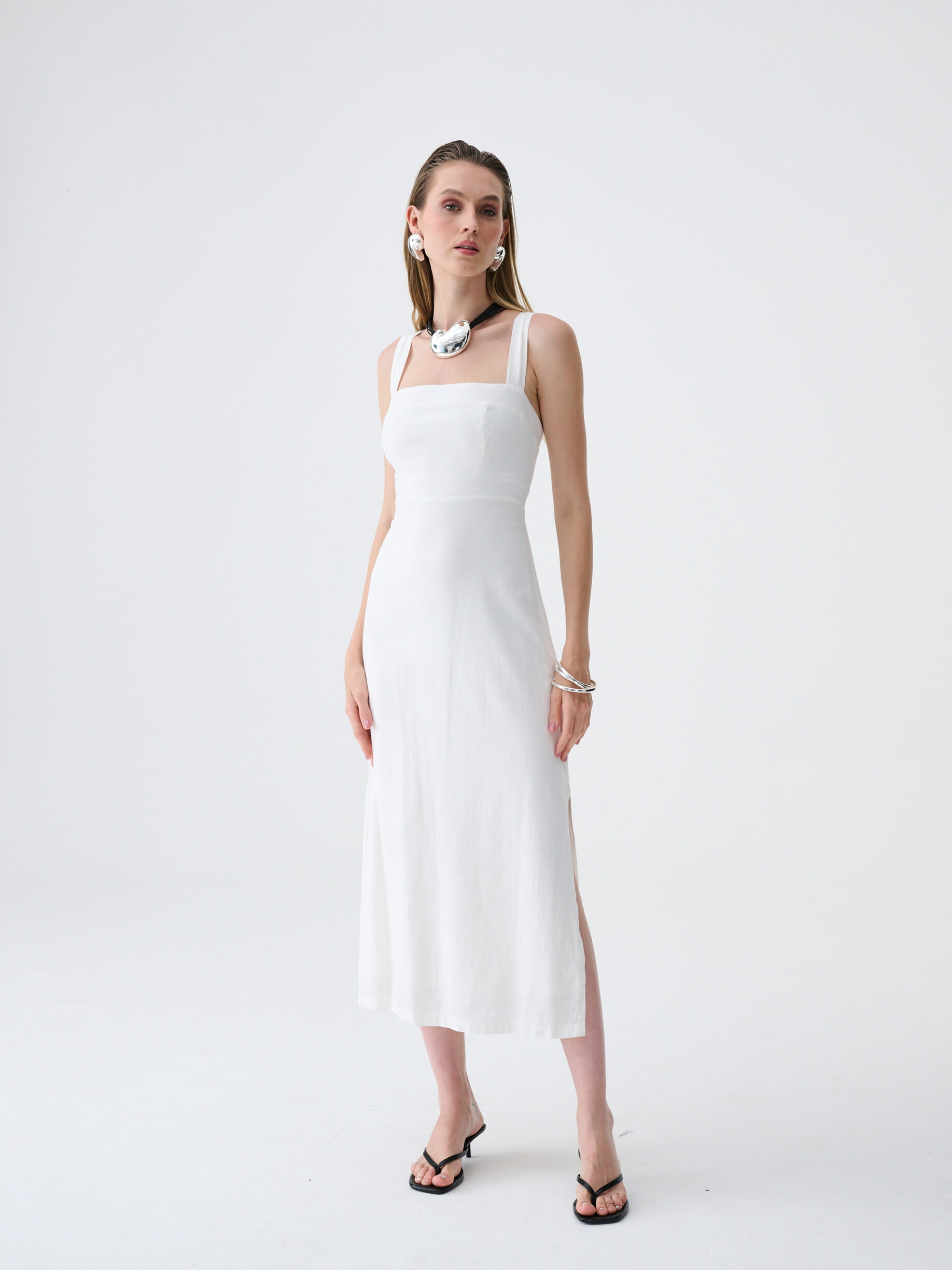 Vestido Linho Midi Paty - Off