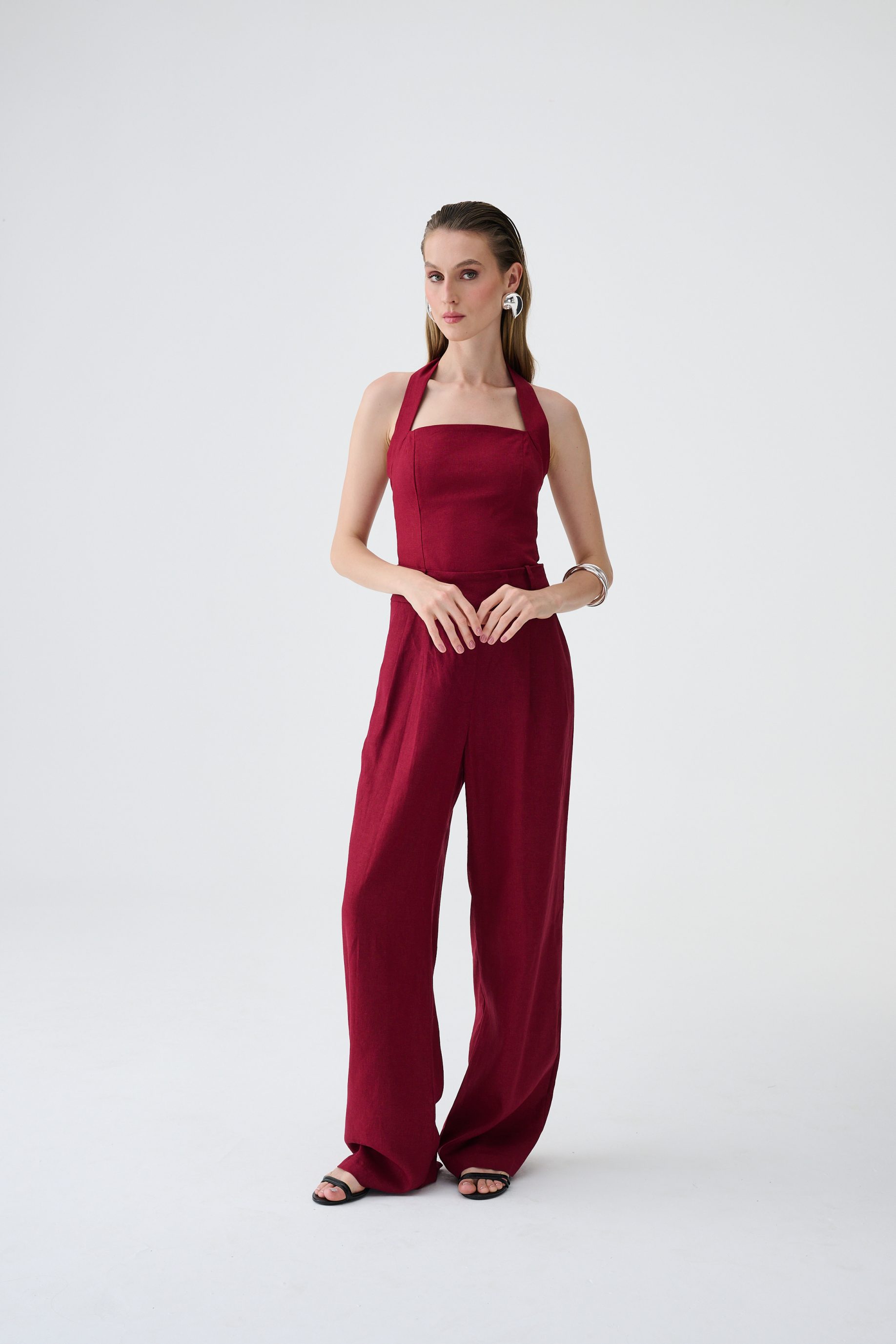 Calça Pantalona Reta Eliza - Vinho - Imagem 4