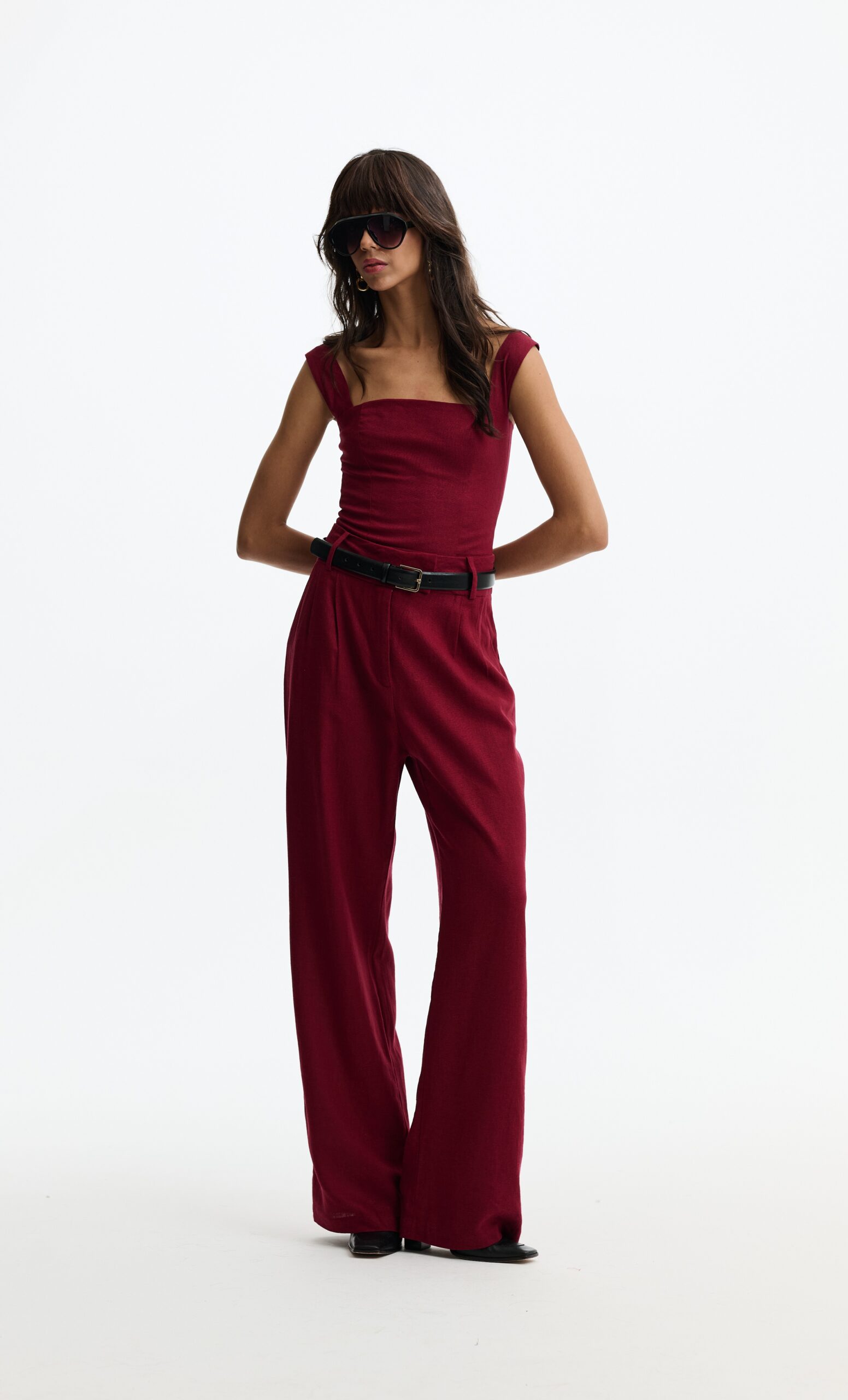 Calça Pantalona Reta Eliza - Vinho