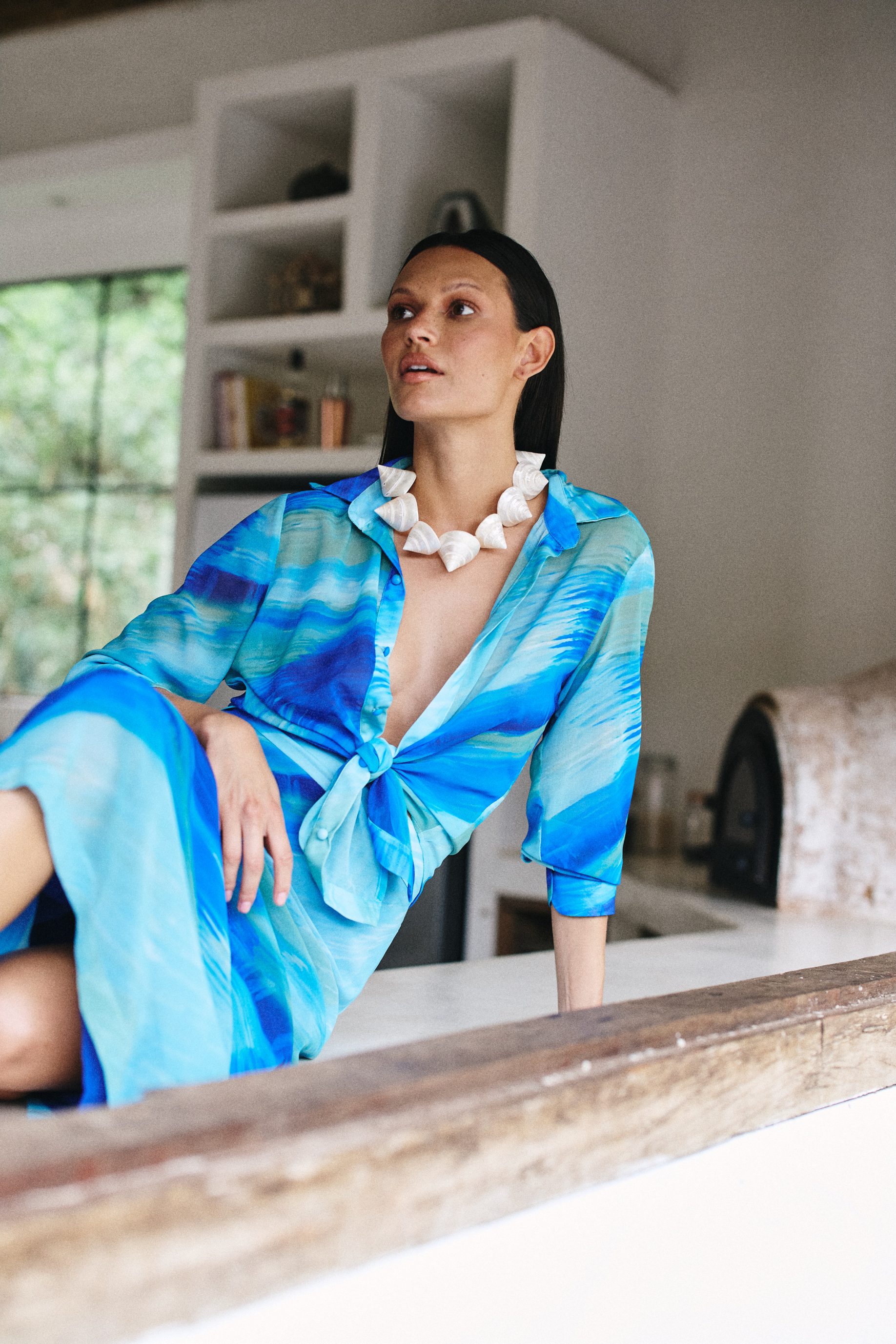 Camisa Estampa Celeste