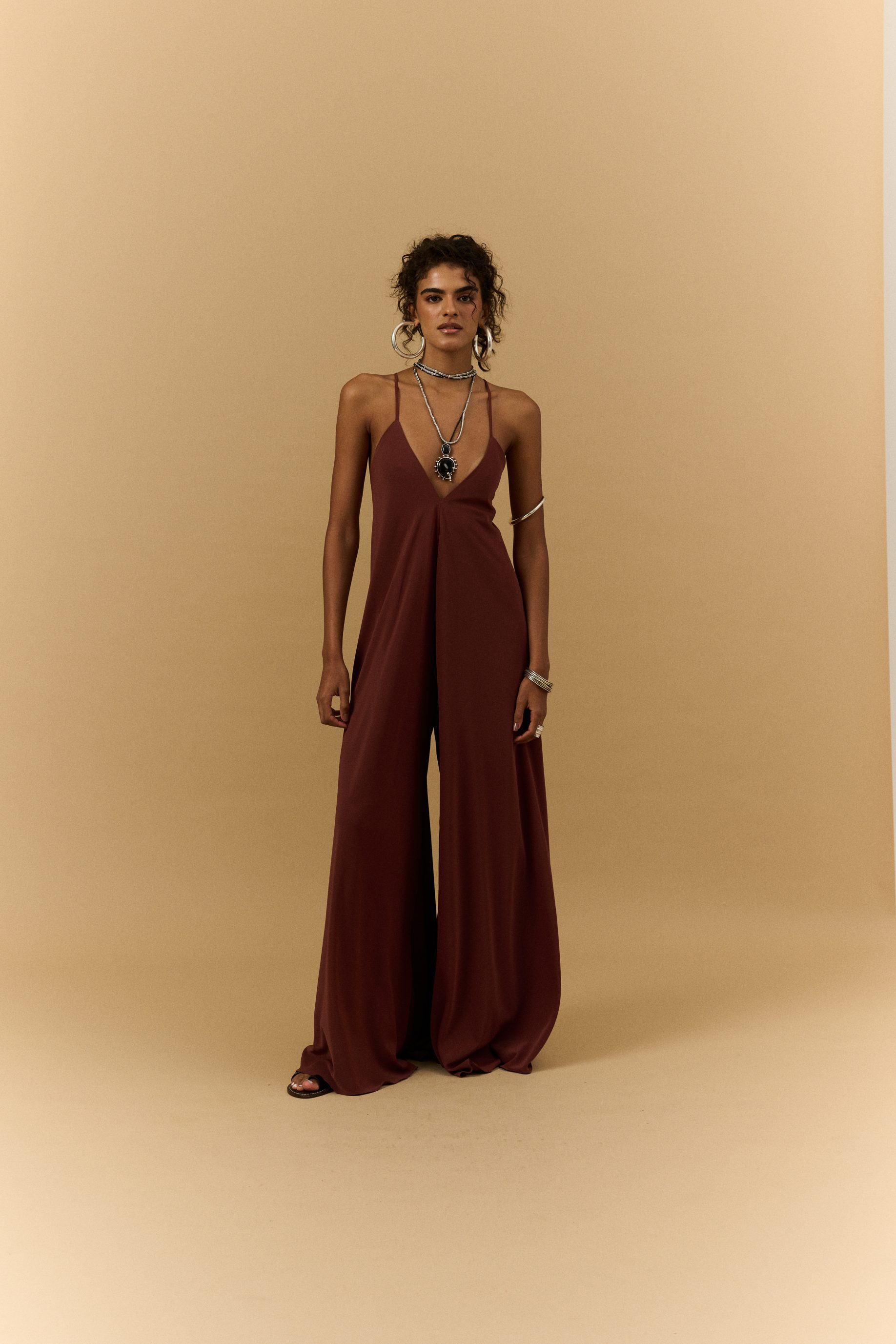 Macacão Pantalona Gabriela - Marrom