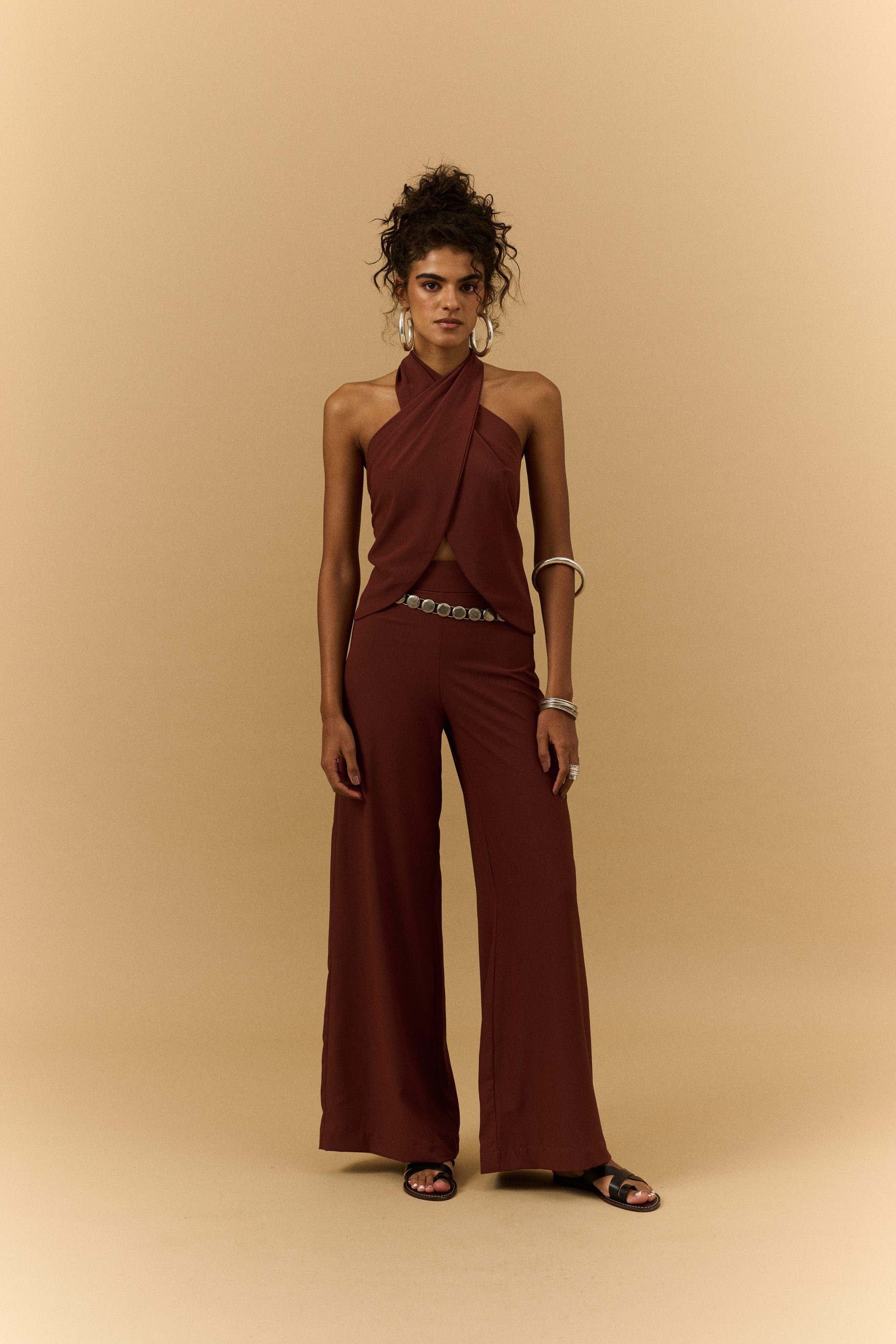 Calça Pantalona Mambo - Marrom - Imagem 4