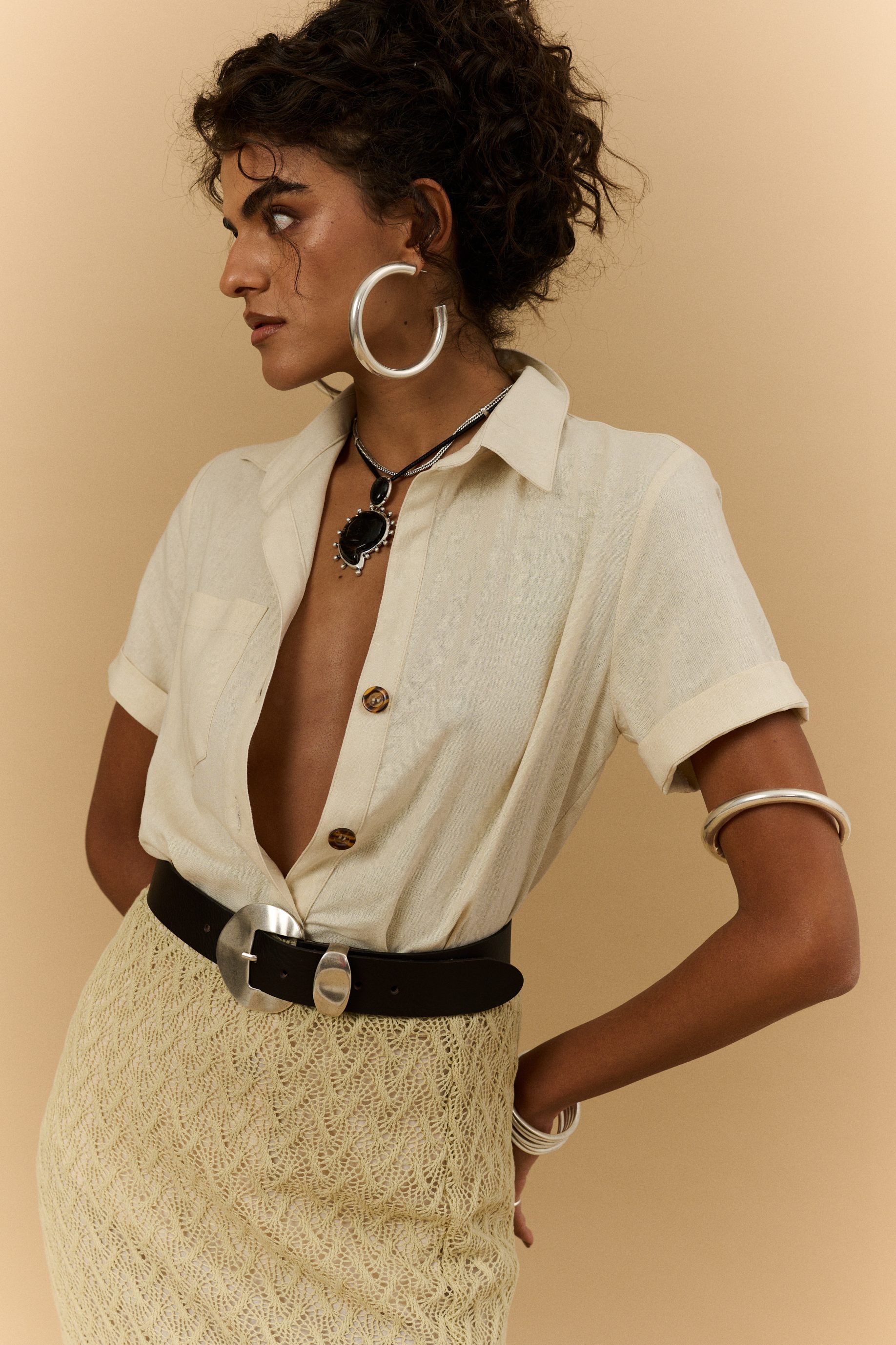 Camisa de Linho Serena - Areia