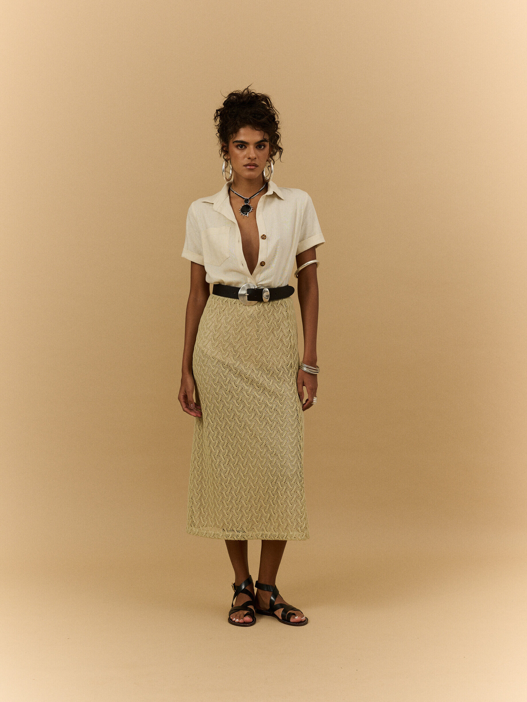 Saia Texturizada Chiara - Palha