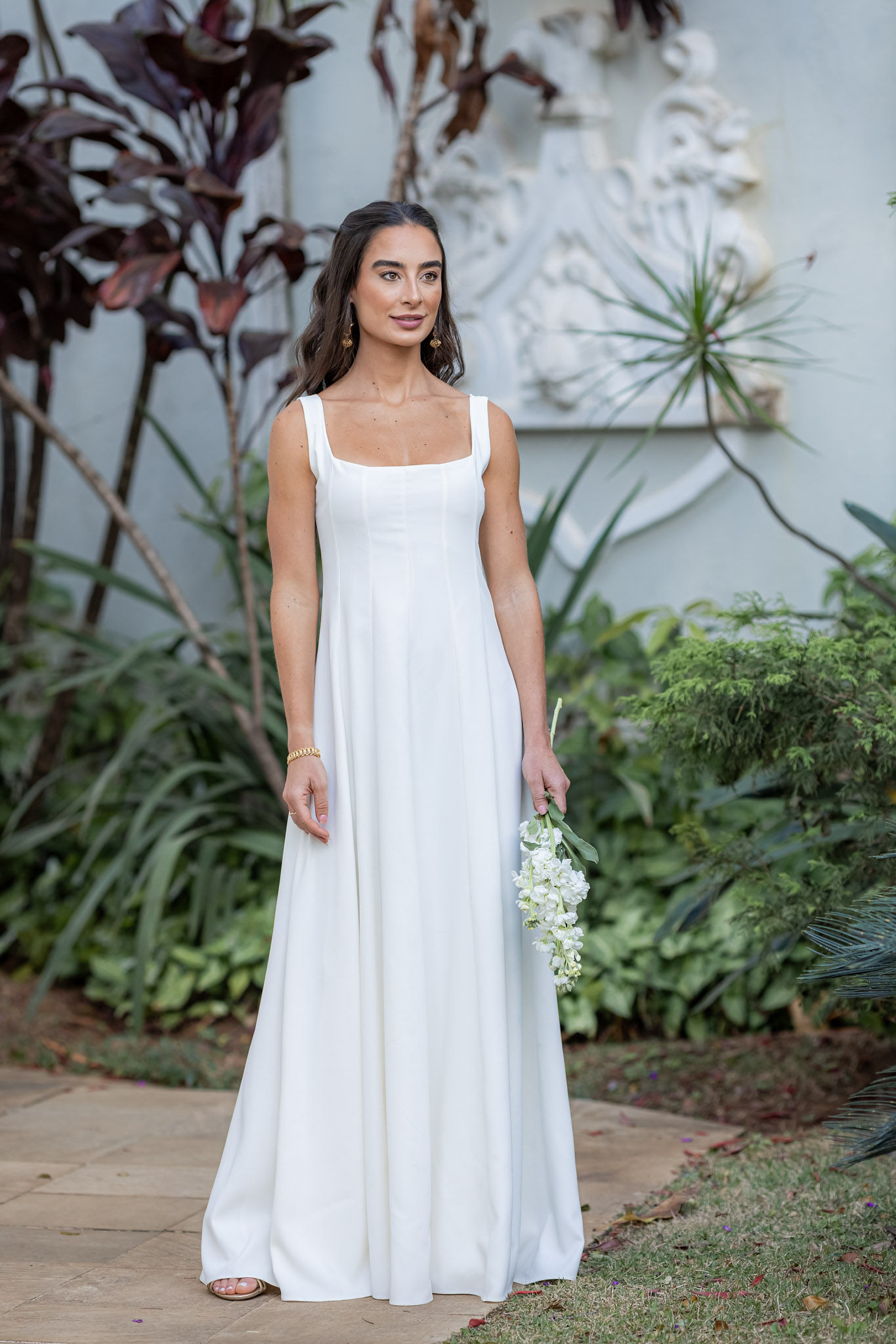 Vestido de Nesgas Fiorella - Off white
