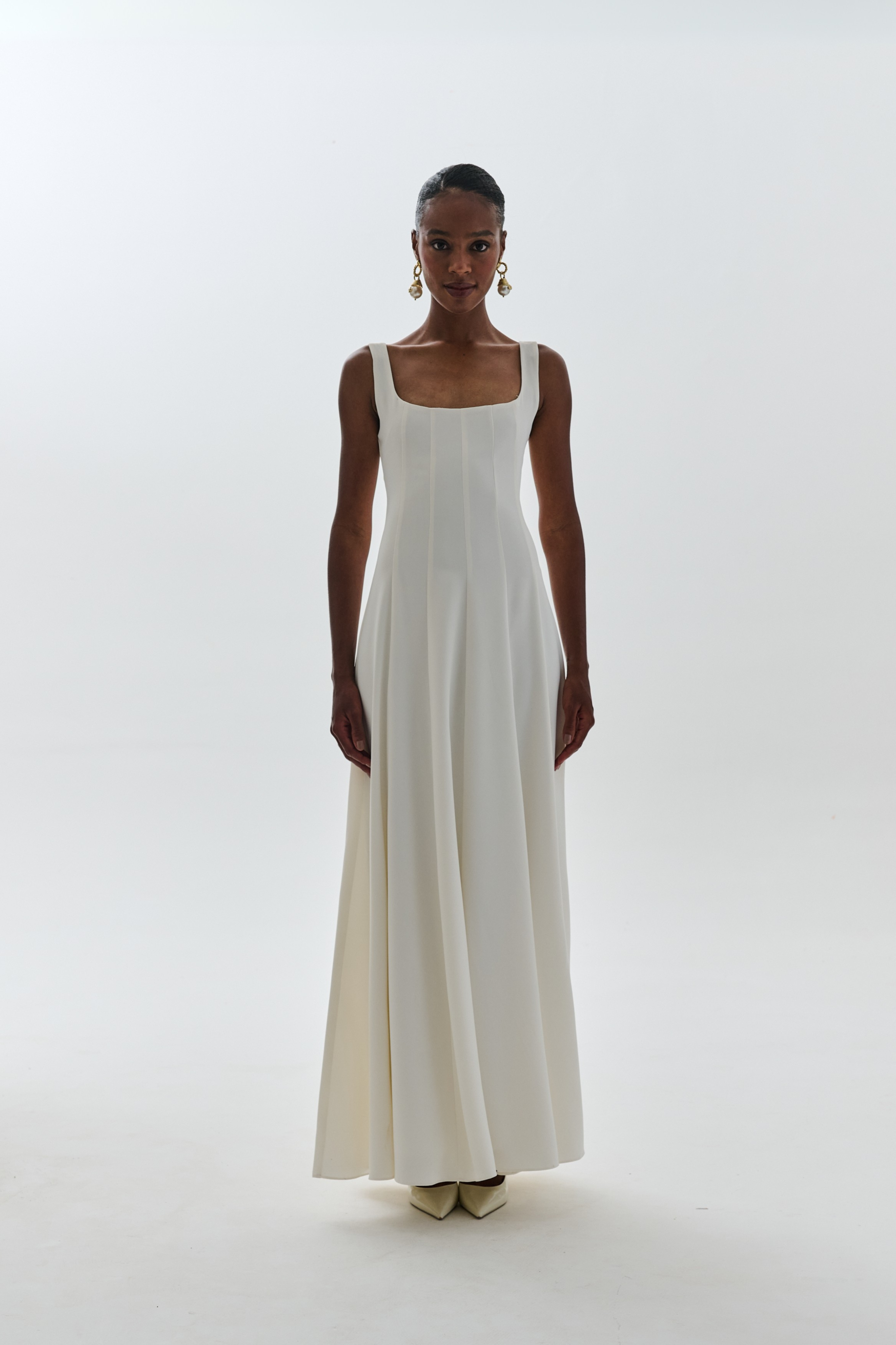 Vestido de Nesgas Fiorella - Off white