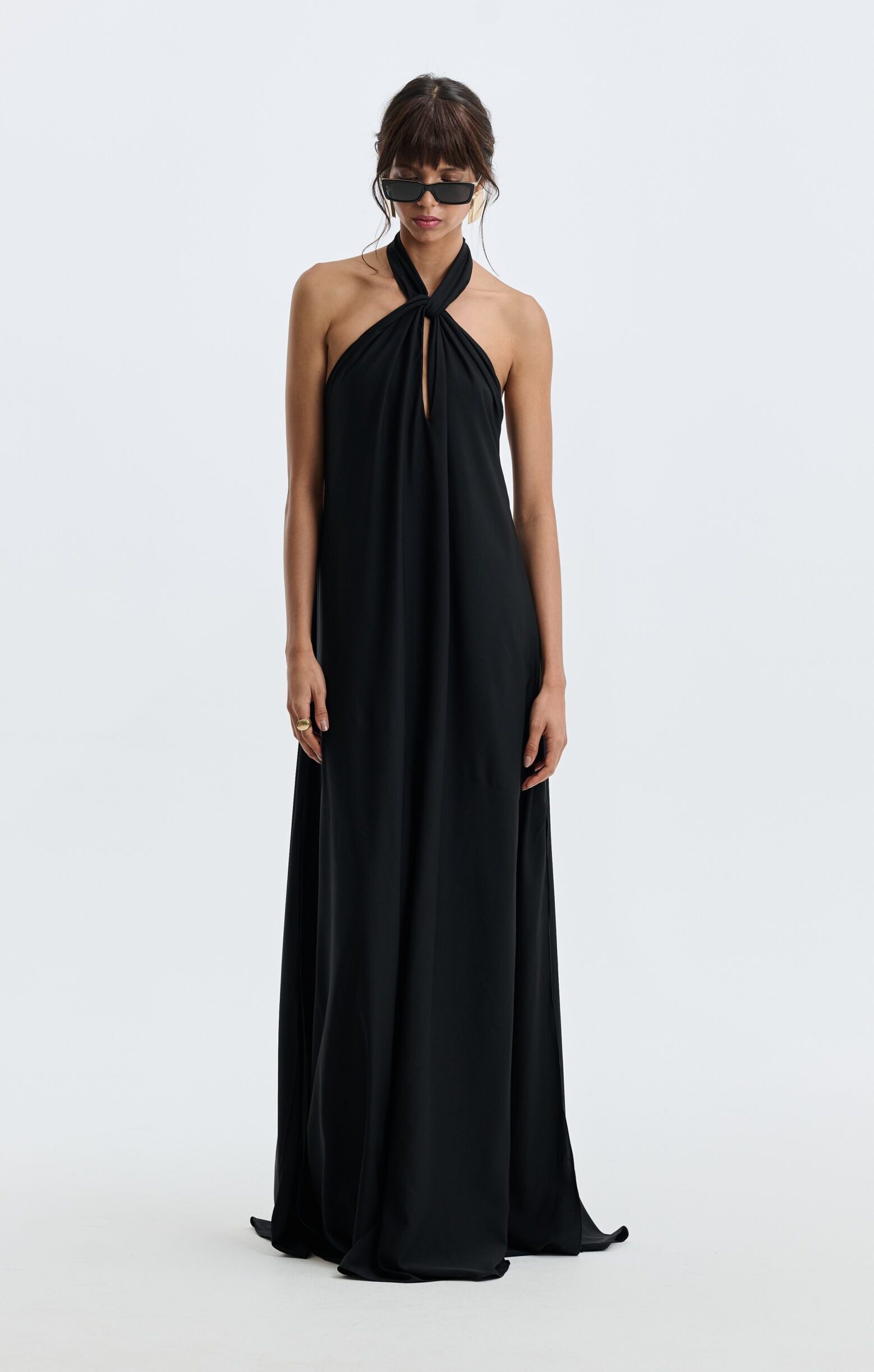 Vestido Longo Frente Única Dih - Preto