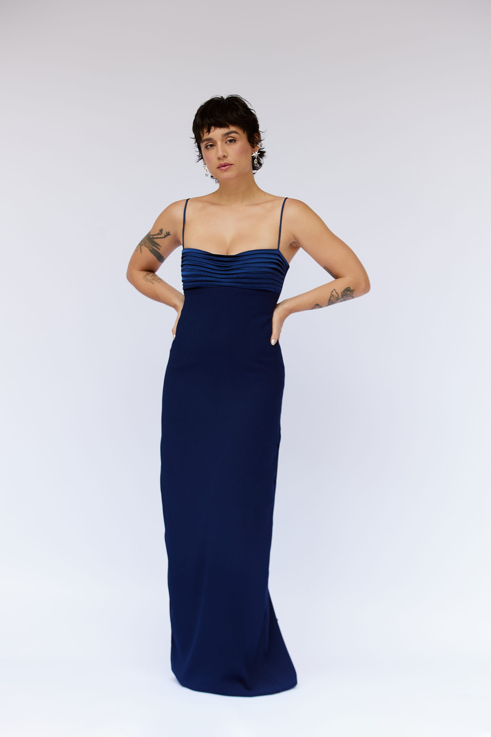 Vestido Bojo Drapeado Francesca - Marinho