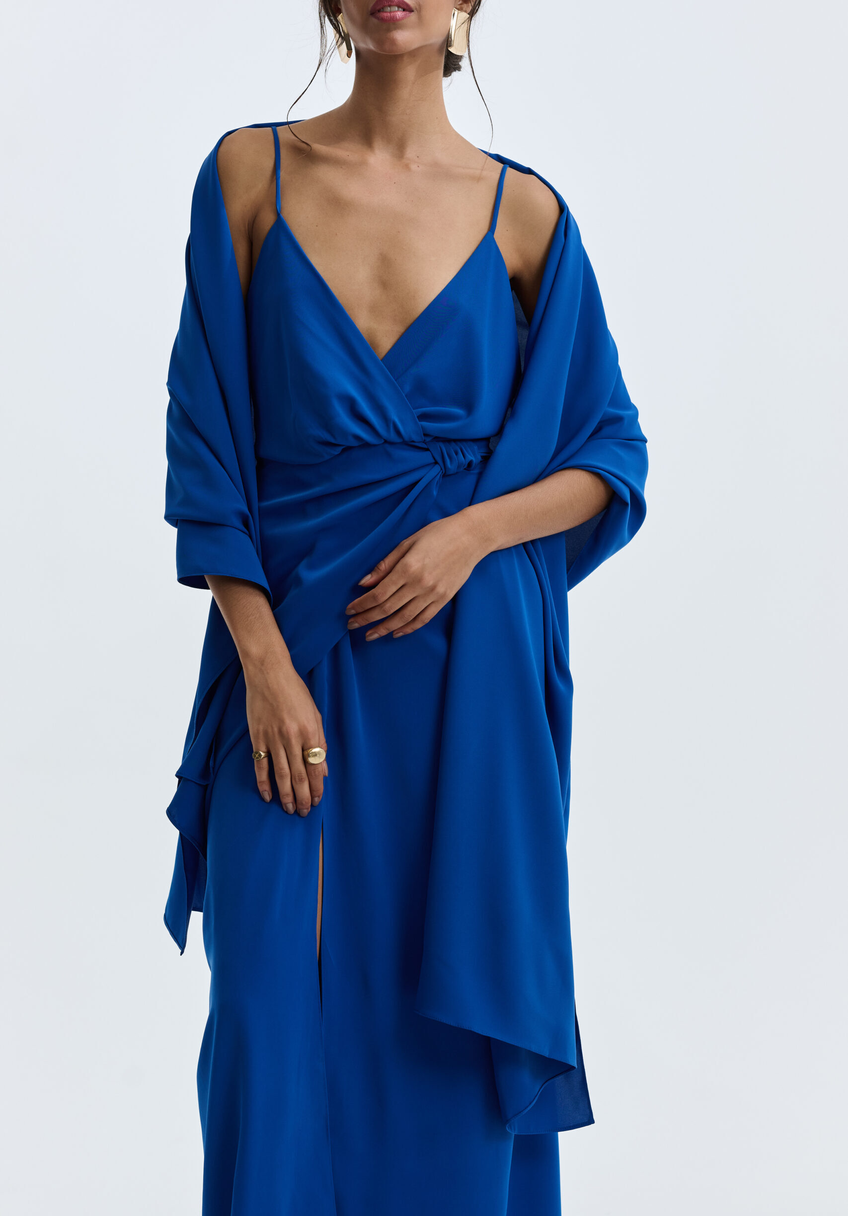 Pashimina Crepe De Alfaiataria - Azul Bic