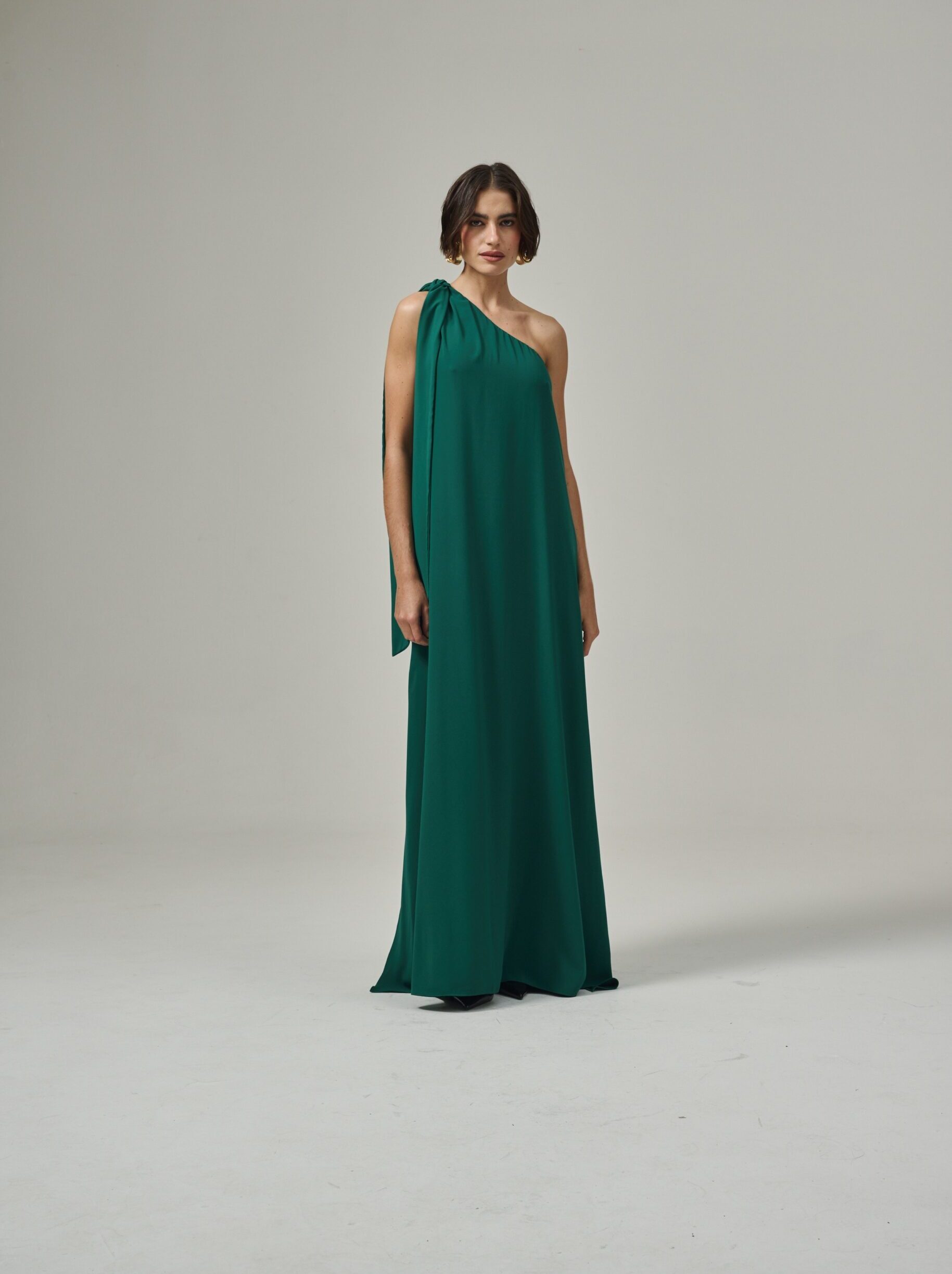 Vestido Um Ombro Só Amplo Erika - Verde Esmeralda