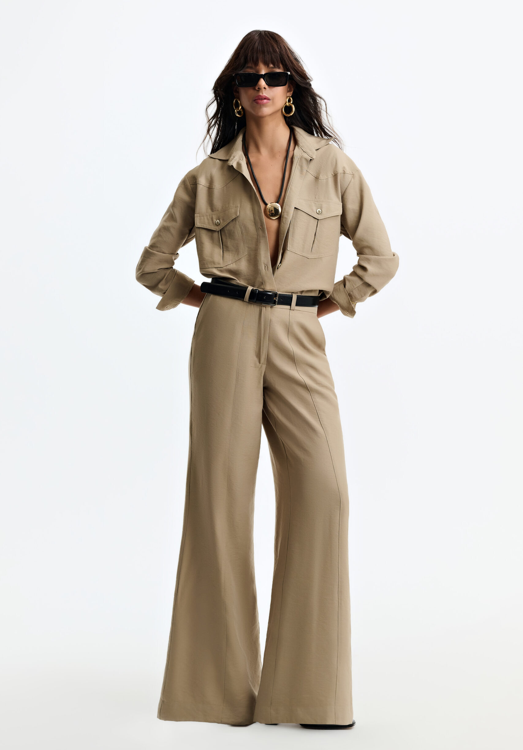 Camisa Recortes Isabel - Caqui