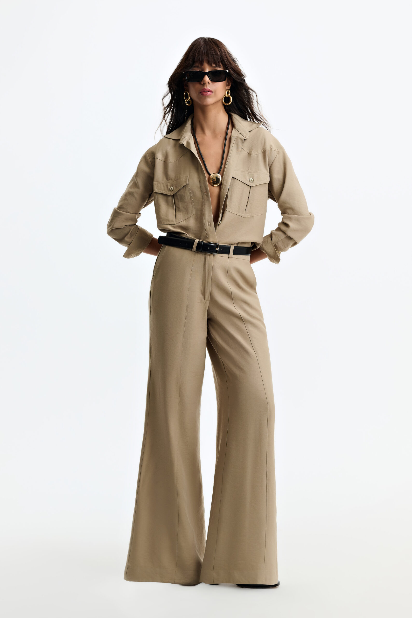 Camisa Recortes Isabel - Caqui