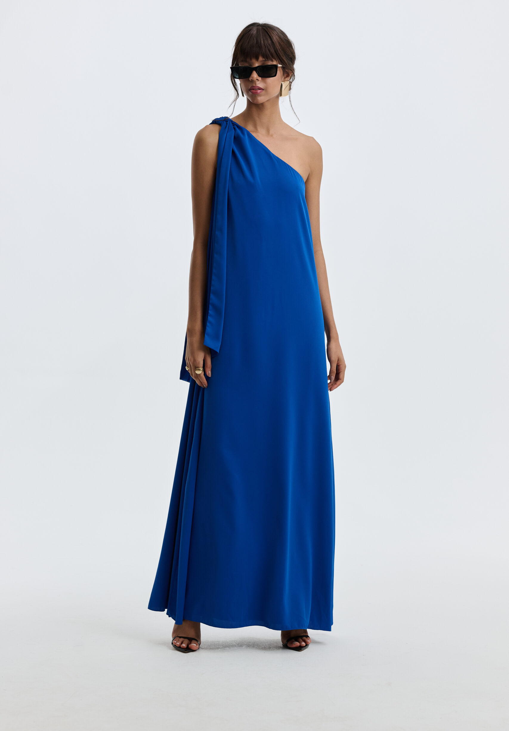 Vestido Um Ombro Só Amplo Erika - Azul Bic