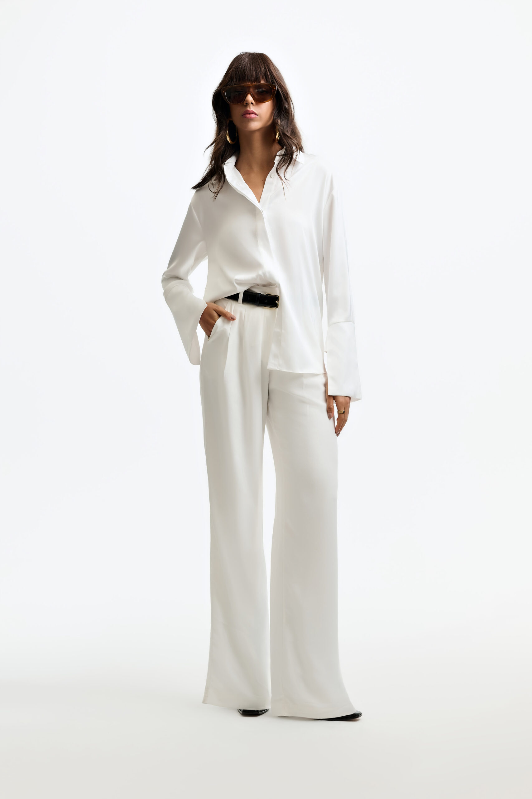 Camisa Acetinada Anastacia - Branca