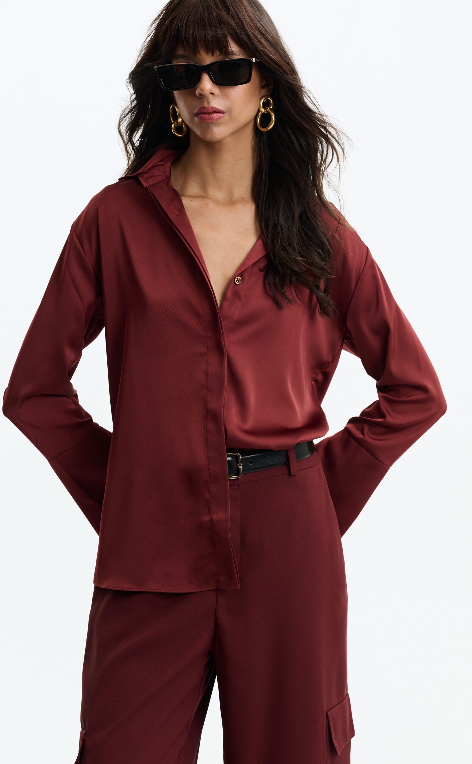 Camisa Acetinada Anastacia - Licor