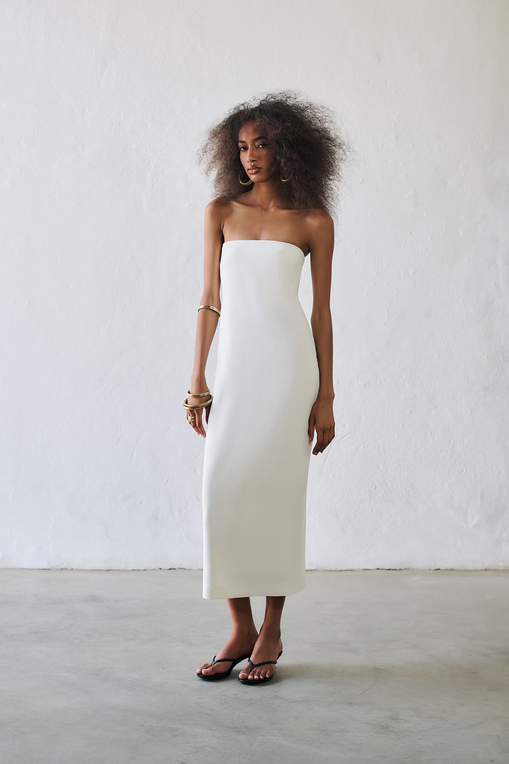 Vestido Midi Sem Alças Cleo - Branco