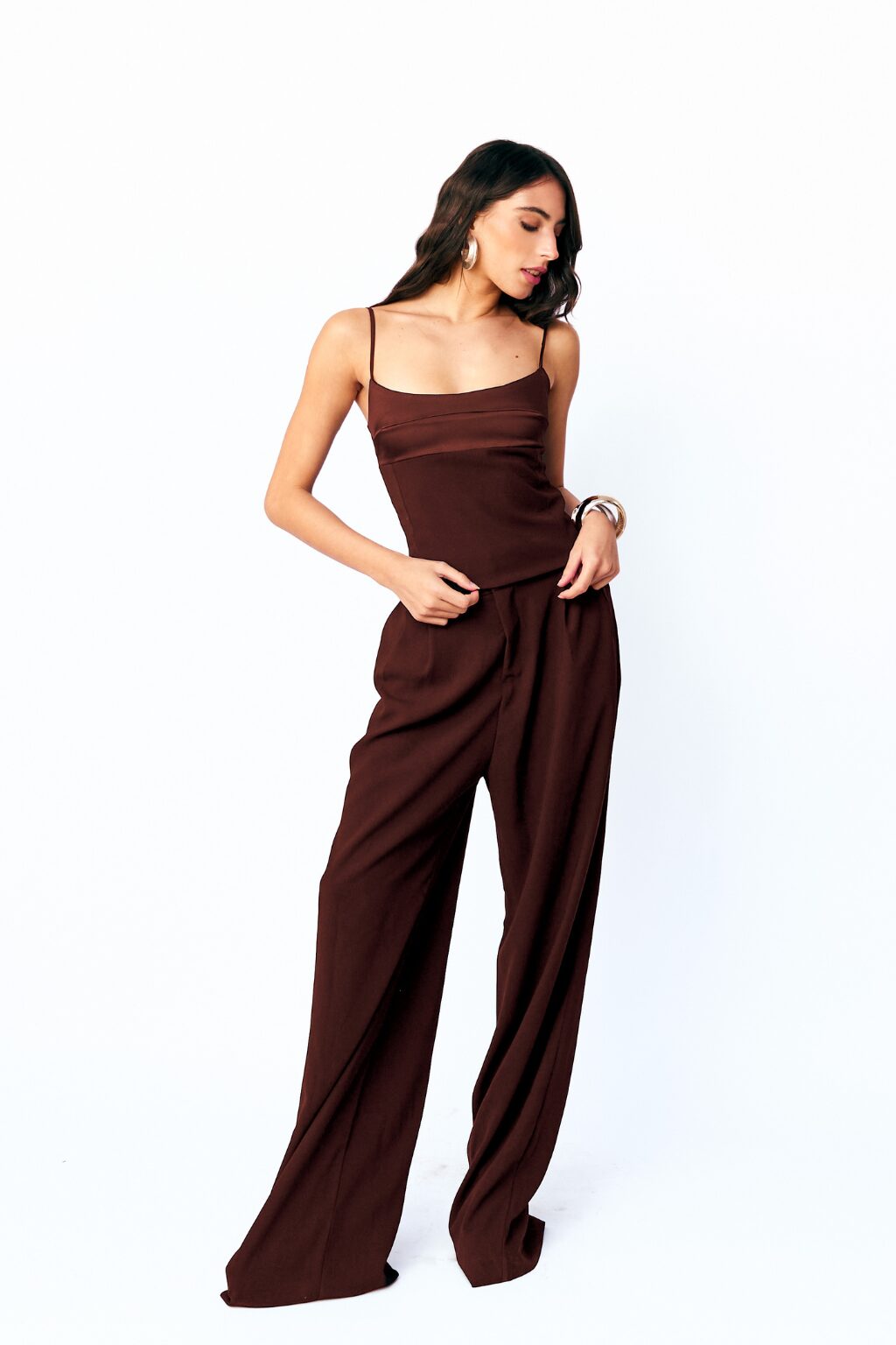 Blusa Alcinha Busto Acetinado Amélia - Marrom