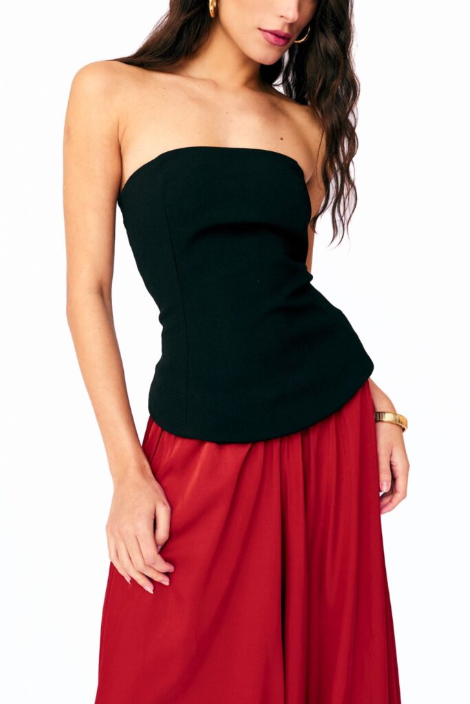 Blusa Peplum Sem Alças Olga - Preto - Imagem 2