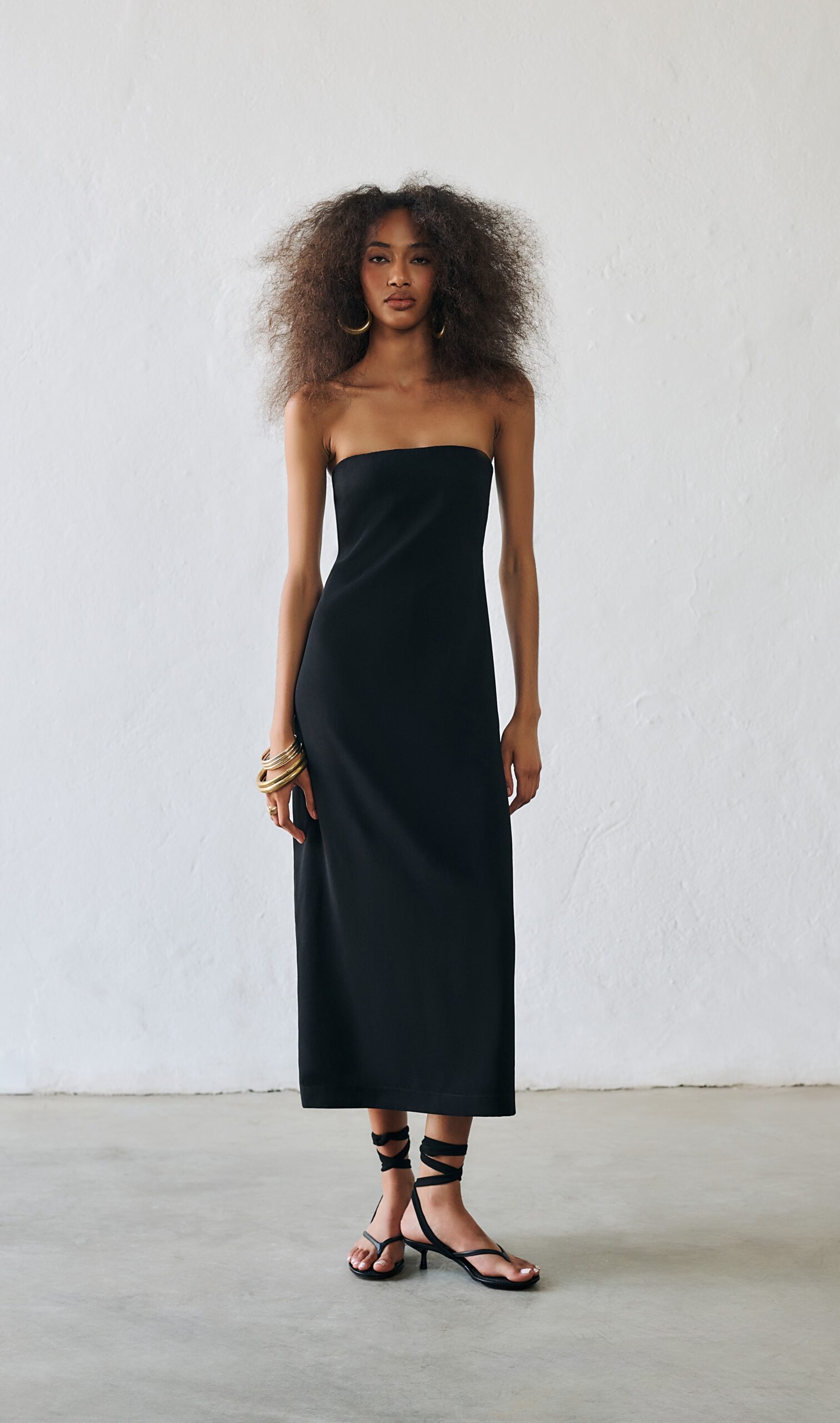Vestido Midi Sem Alças Cleo - Preto