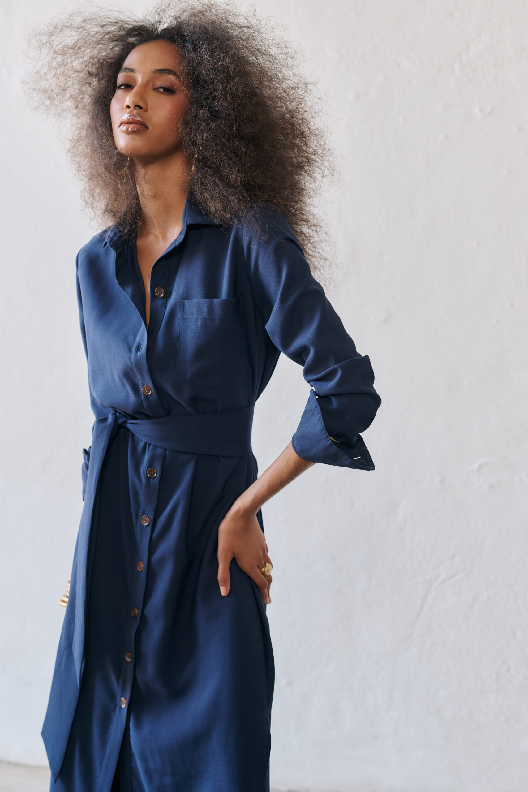 Chemise Midi Luisa - Marinho - Imagem 4