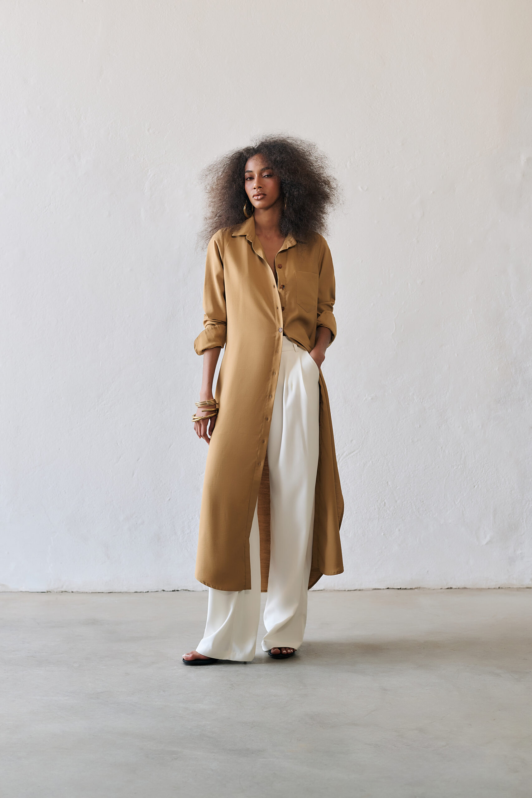 Chemise Midi Luisa - Palha - Imagem 5