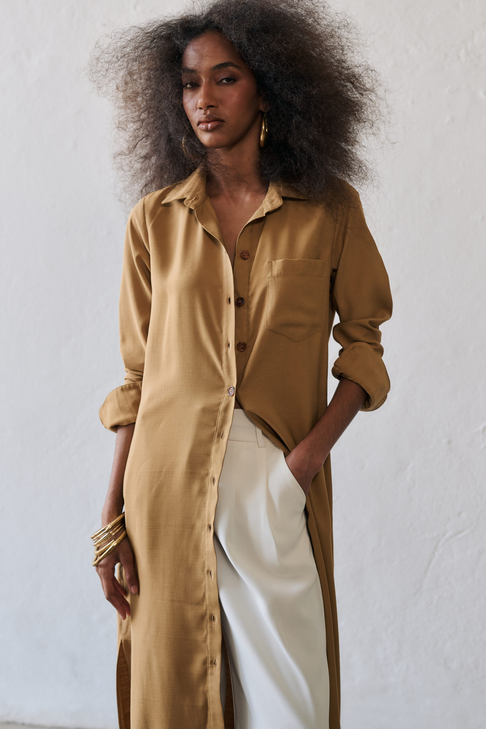 Chemise Midi Luisa - Palha - Imagem 4