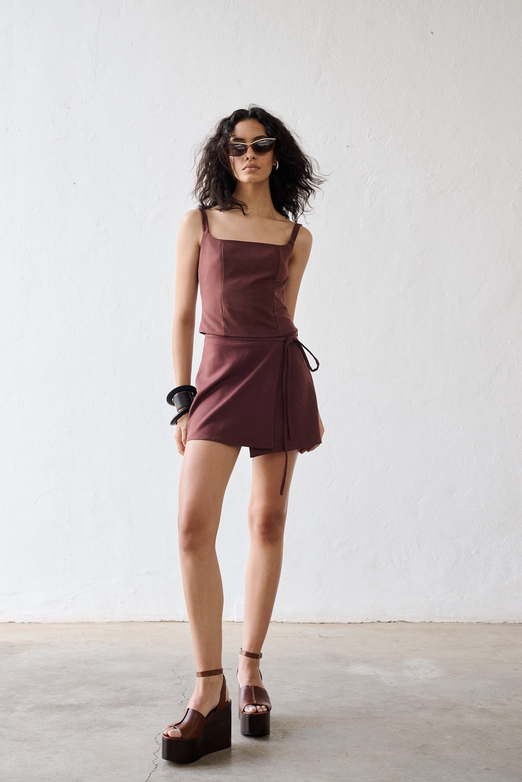 Blusa Decote Quadrado Mia - Marrom - Imagem 3