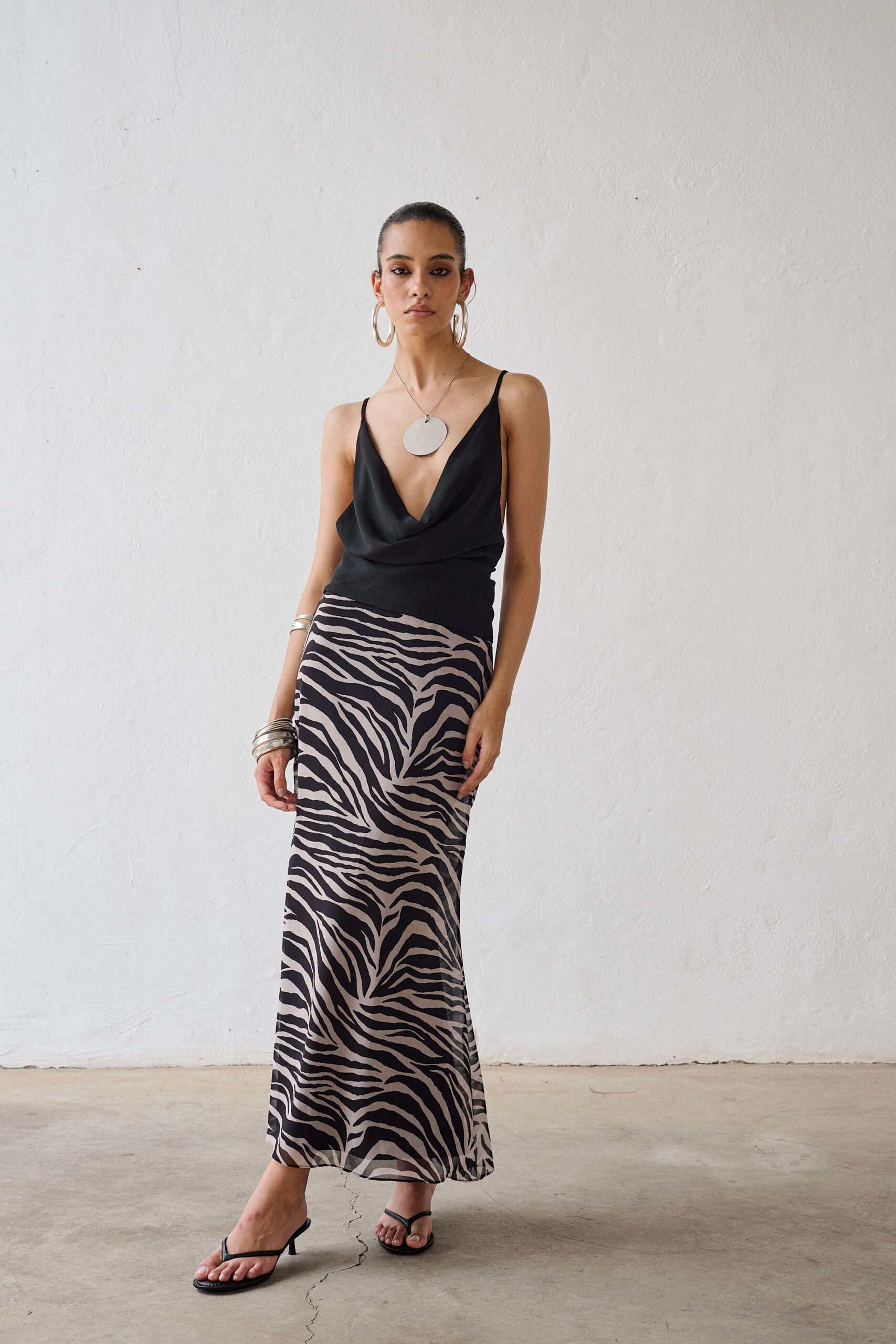 Saia Midi Estampa Zebra - Zizi