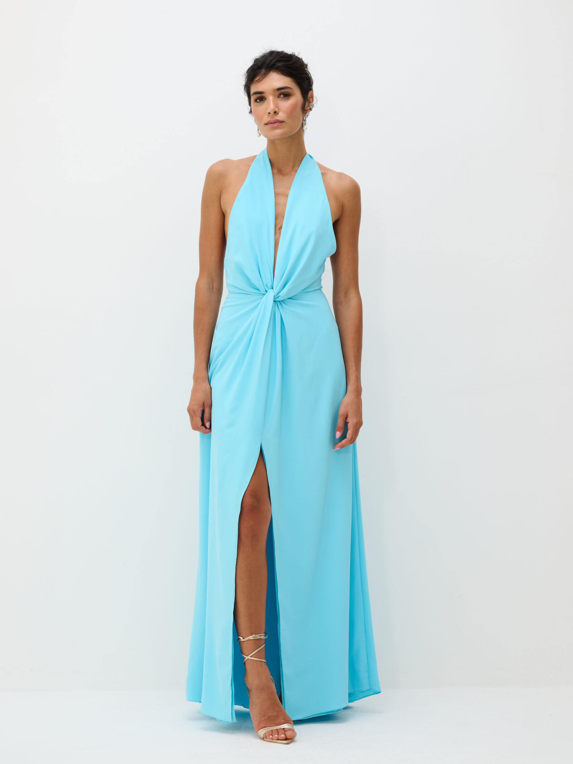 Vestido Drapeado Frente Única Sol - Nuvem