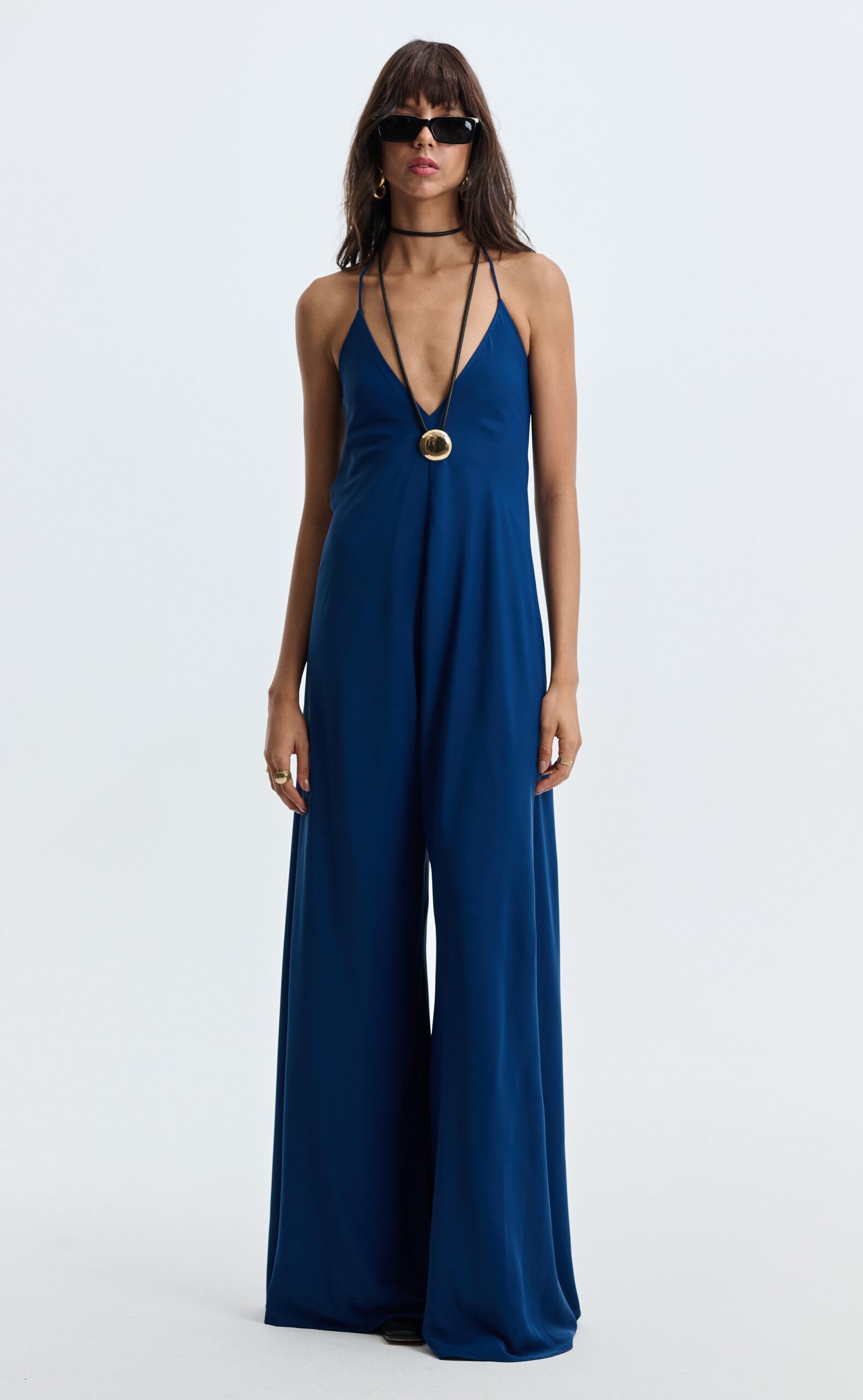 Macacão Frente Única Pantalona Gabriela - Azul Noite