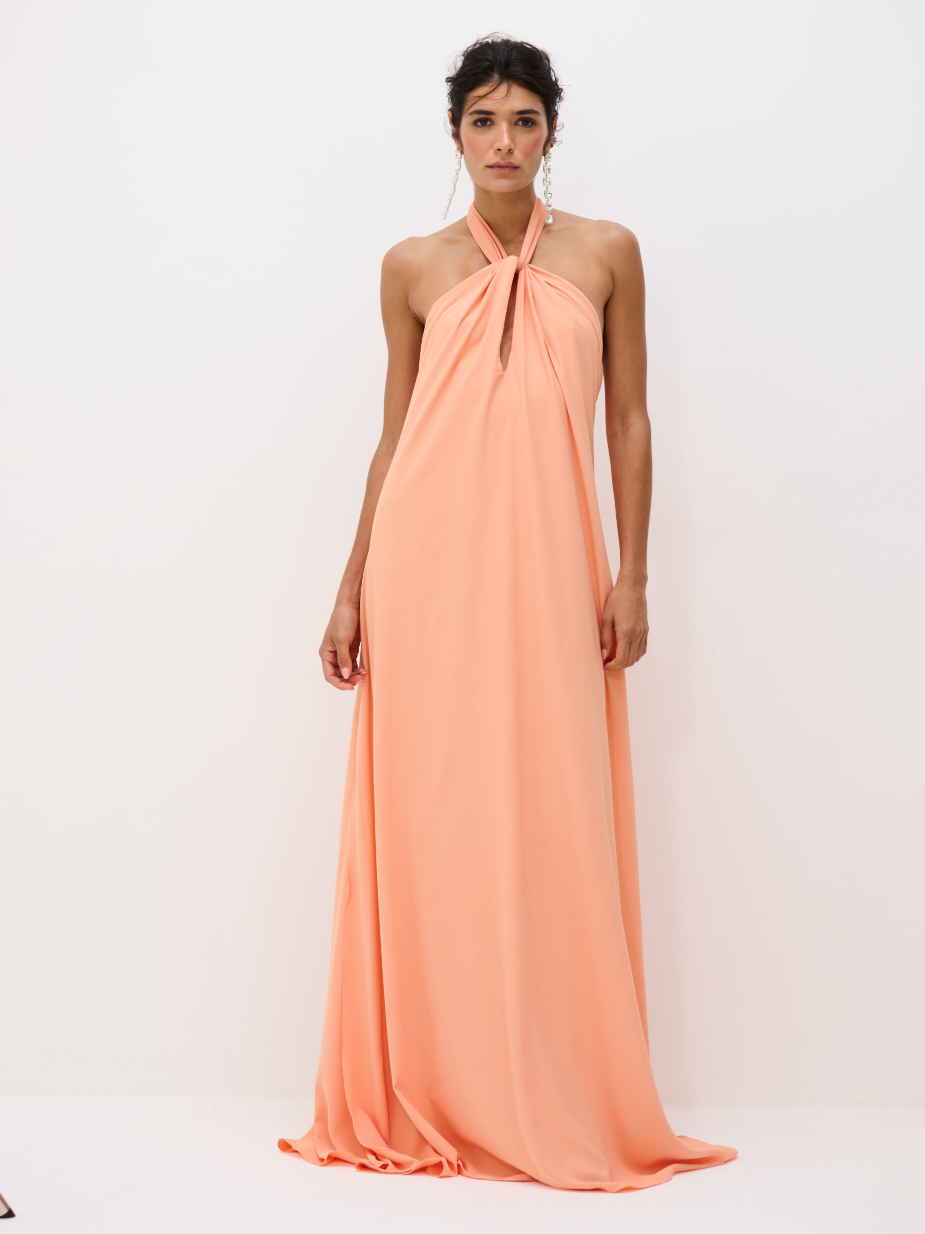 Vestido Longo Frente Única Dih - Pêssego