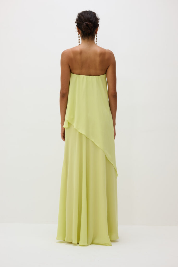 Conjunto Sem Alça Com Blusa Assimétrica e Saia Longa Siena - Amarelo-Limão - Imagem 2