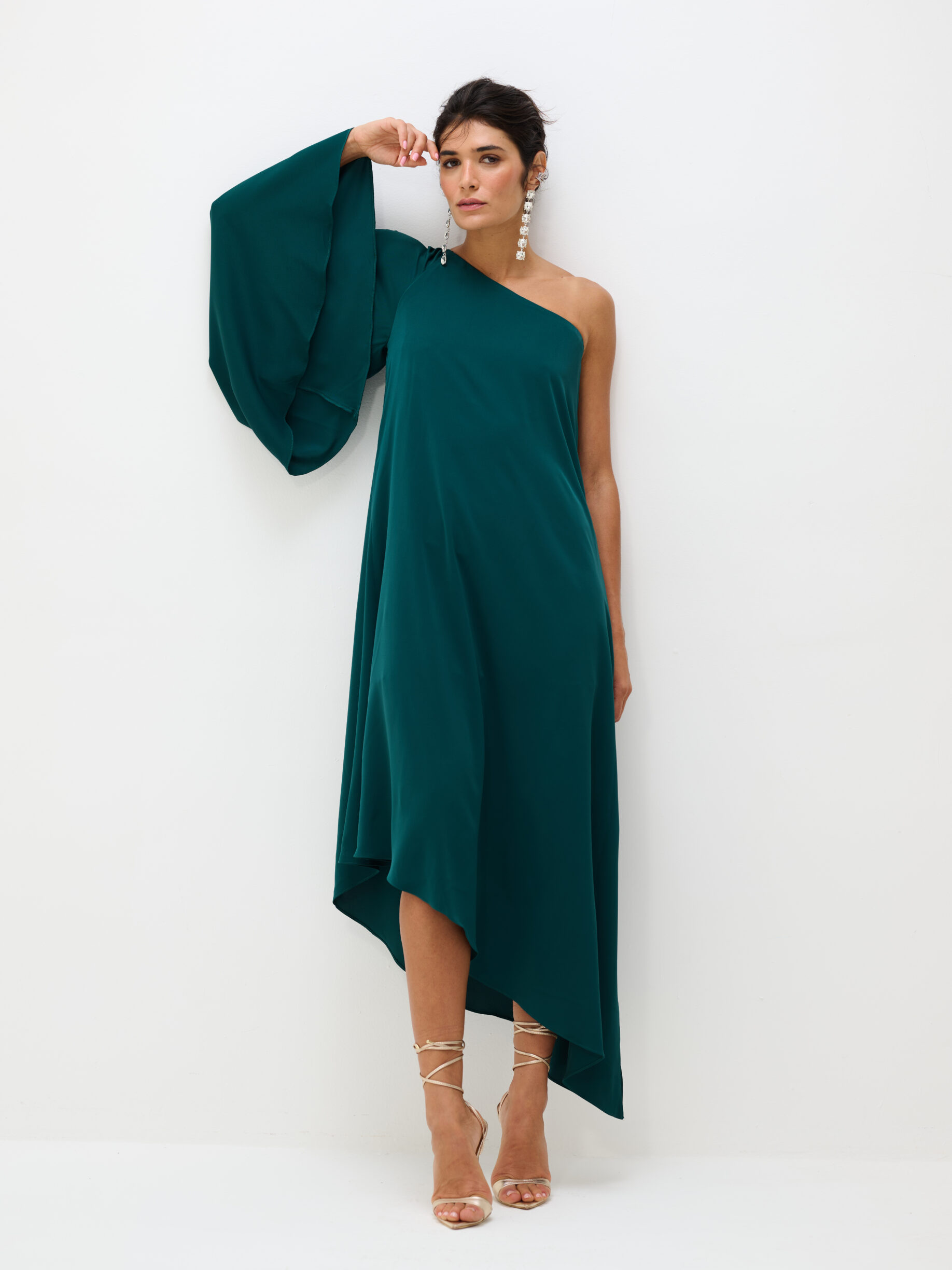 Vestido Um Ombro Só Braga - Verde Esmeralda