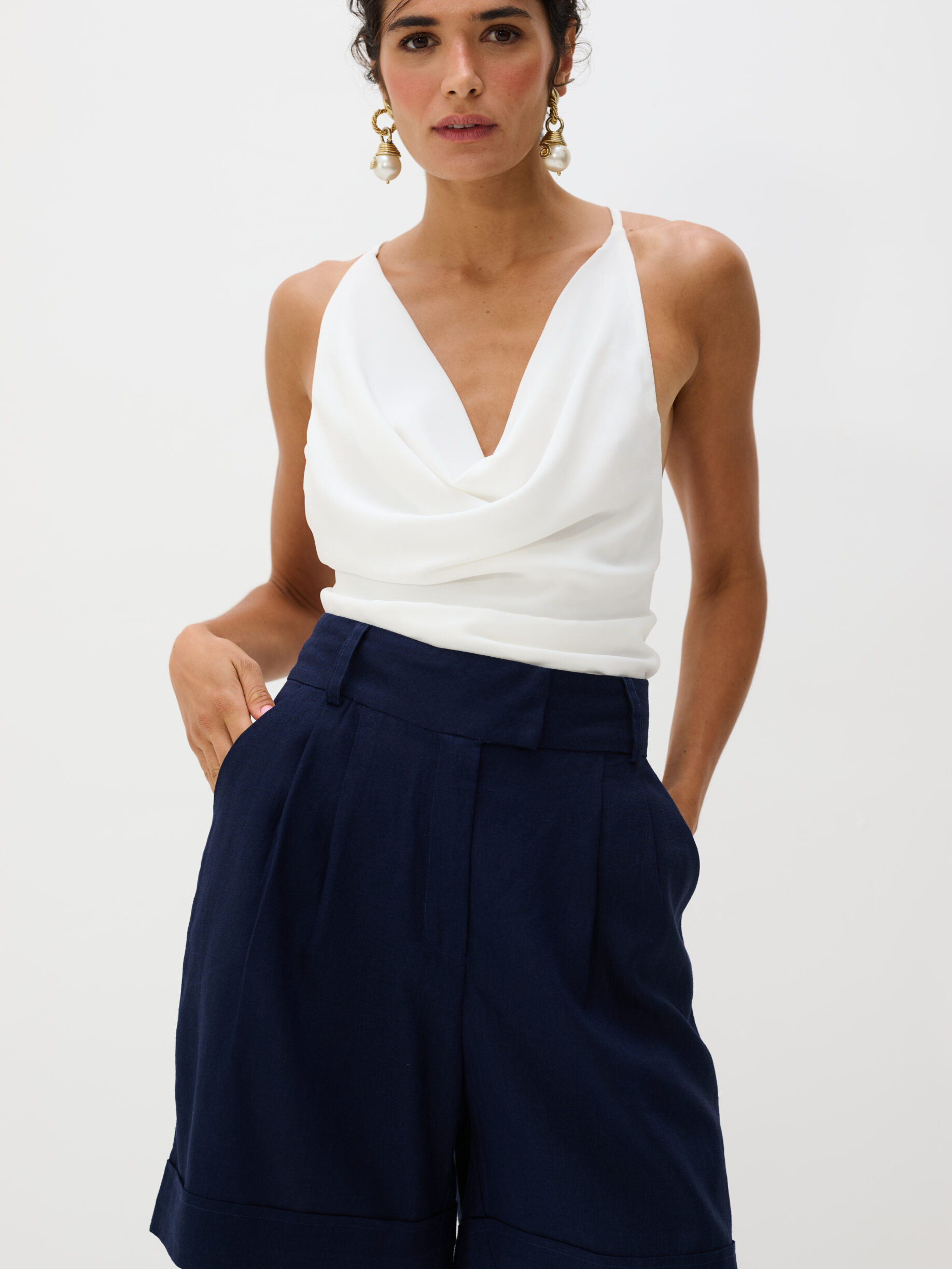 Bermuda de Linho Gaia - Marinho