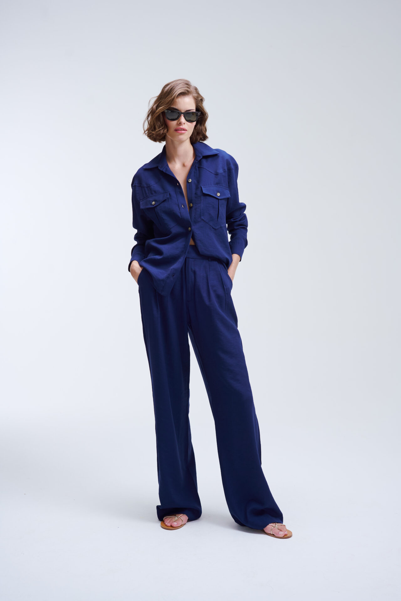 Camisa Recortes Isabel - Marinho