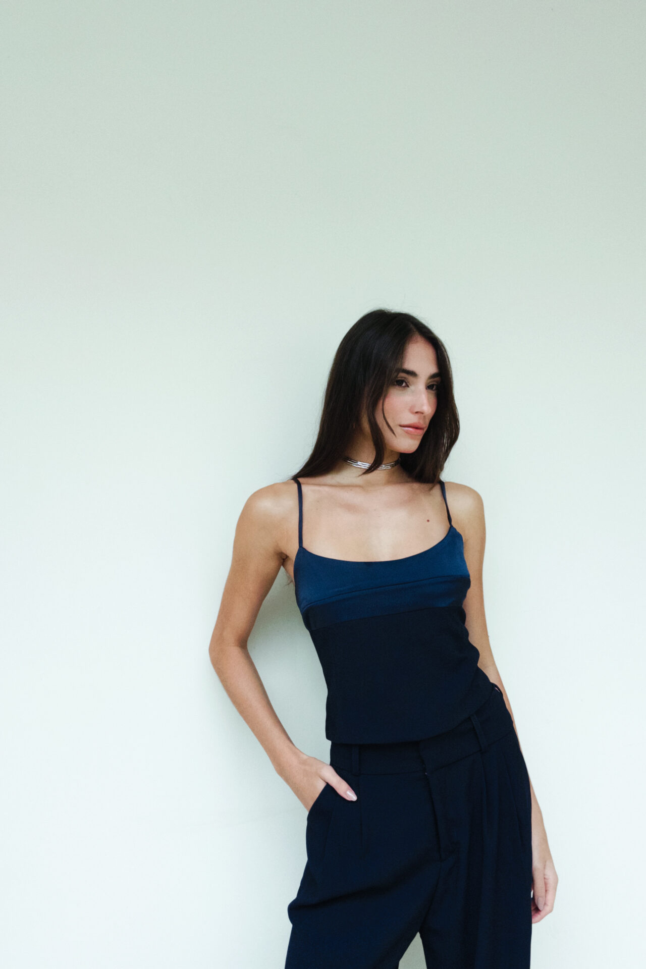 Blusa Alcinha Busto Acetinado Amélia – Marinho