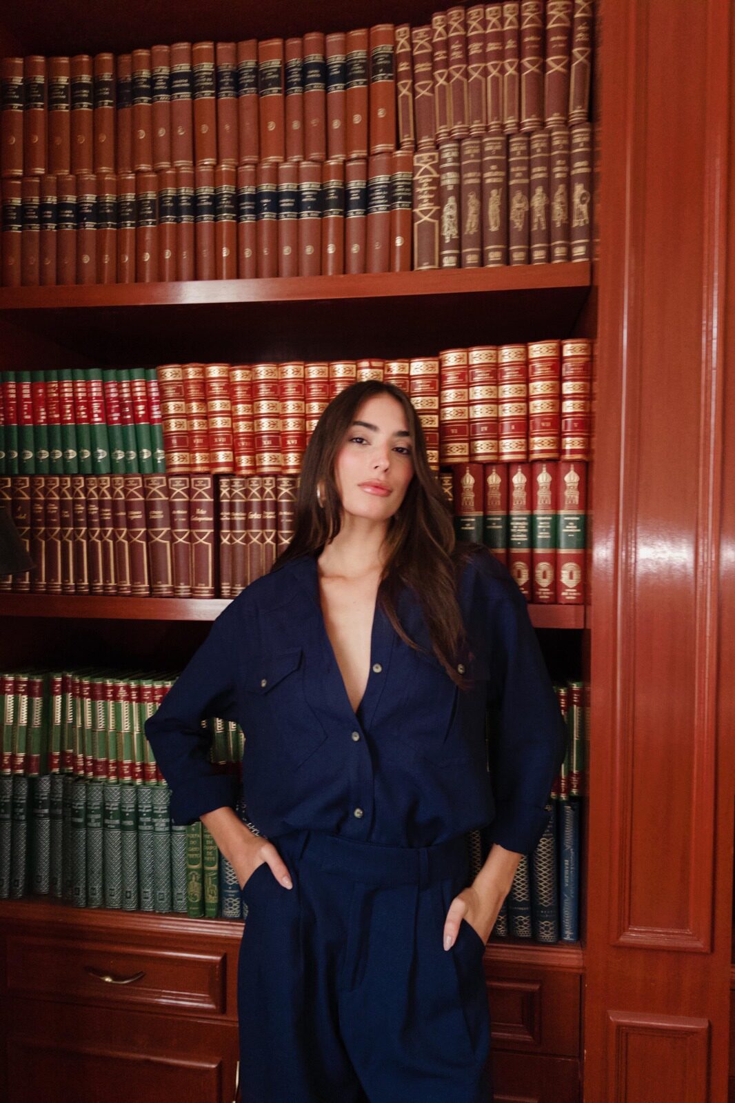 Camisa Recortes Isabel - Marinho